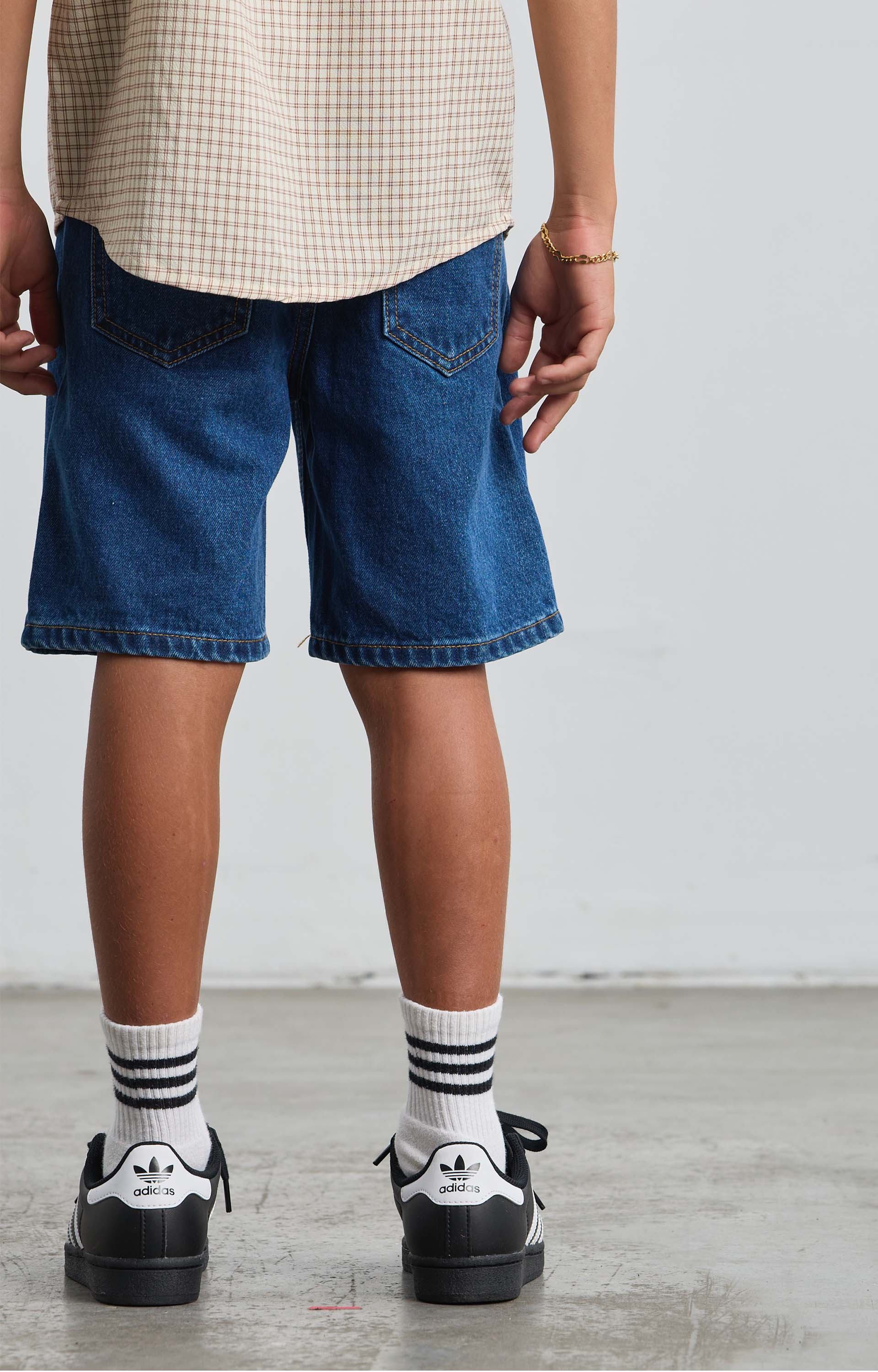 Concrete Youth Lace Denim Short, Washed Indigo