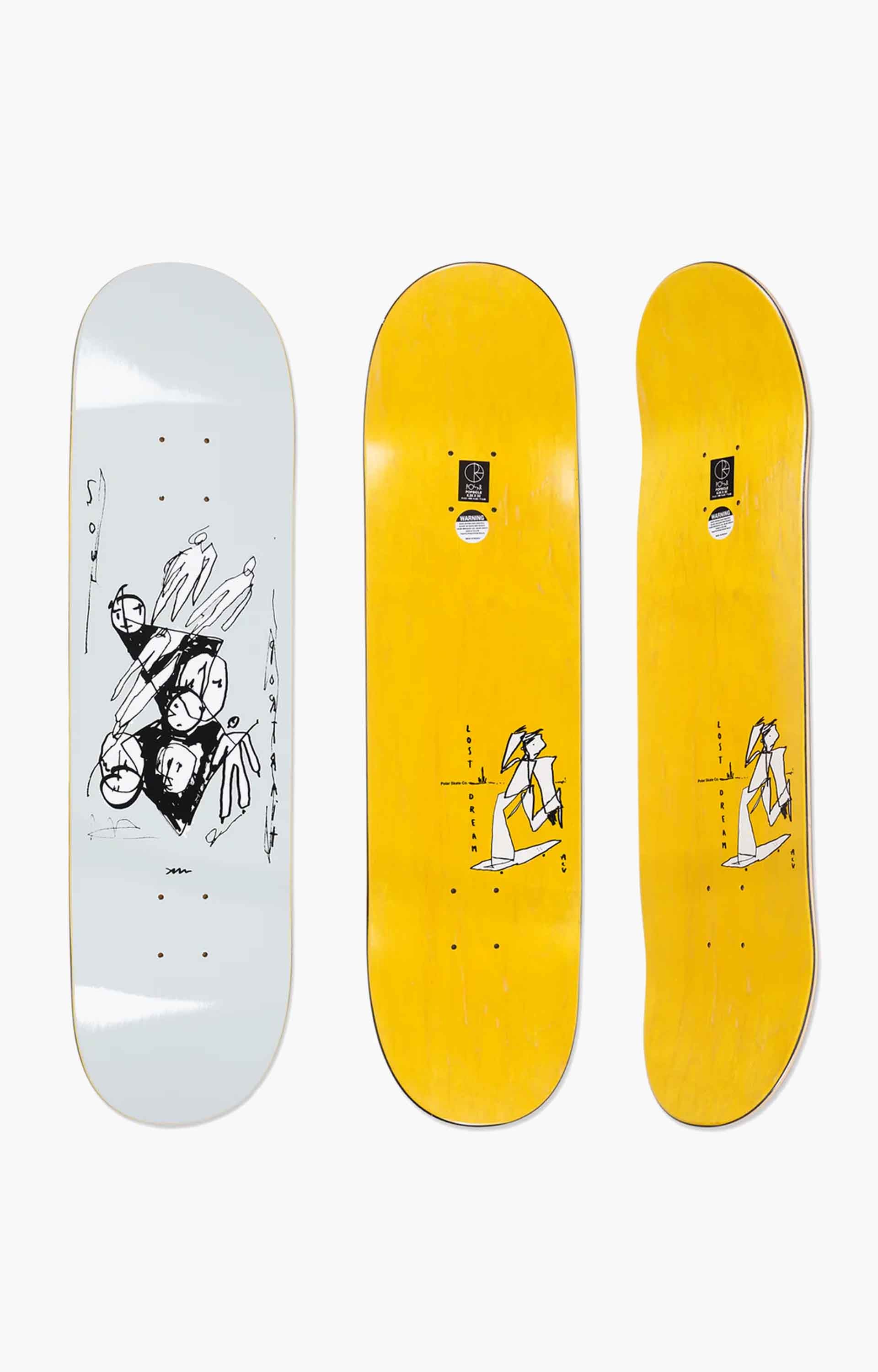 Polar Skate Co Team / Alv Soul Portrait Deck, Grey, 8.25