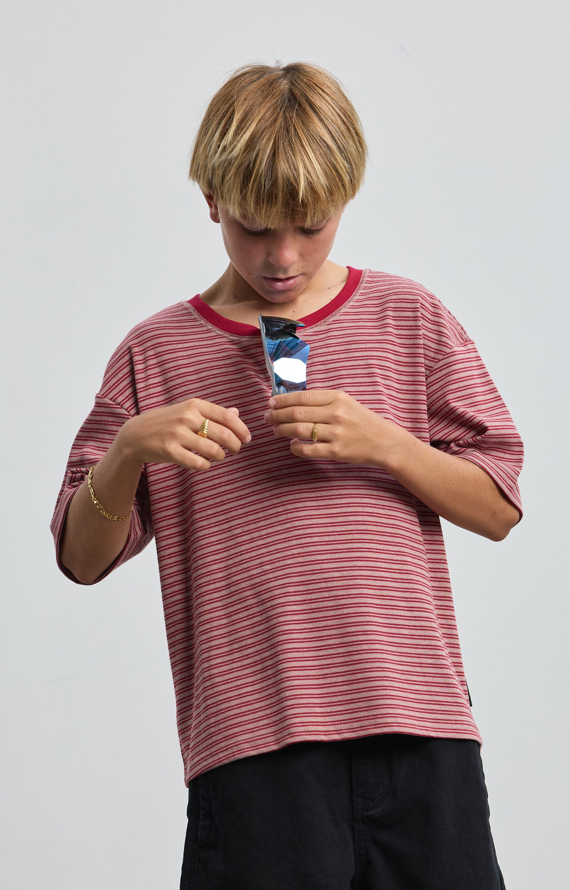 Concrete Youth Linework T-Shirt, Taupe/Crimson (preorder)