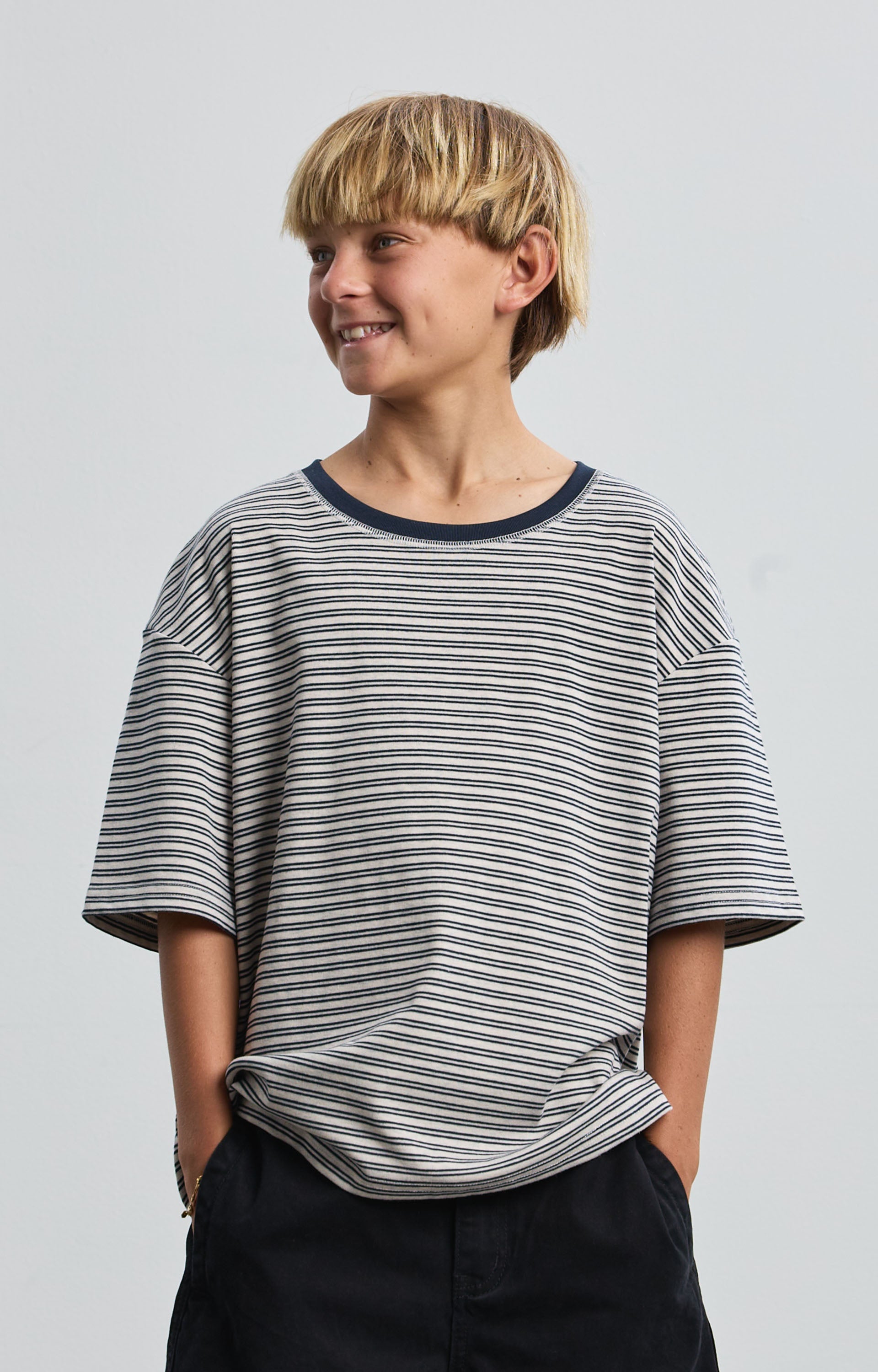 Concrete Youth Linework T-Shirt, Chalk/Navy (preorder)