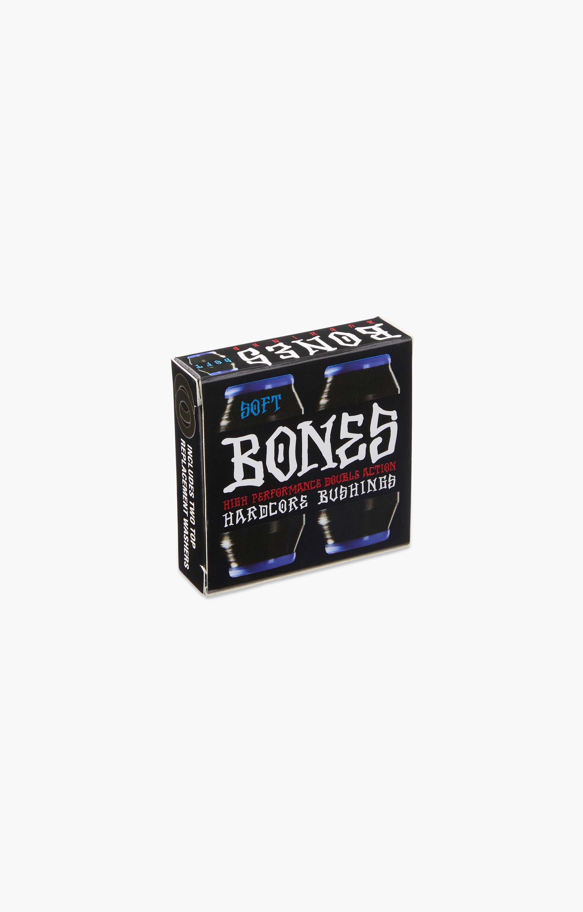 Gommes Trucks Duromètre 91a Bones 'Hardcore' Bushings. Soft. Blue/White. X2 Gommes Hardcore Double Action Gommes Trucks Duromètre 91a Bones 'Hardcore' Bushings. Soft. Blue/White. X2 Gommes Hardcore Double Action