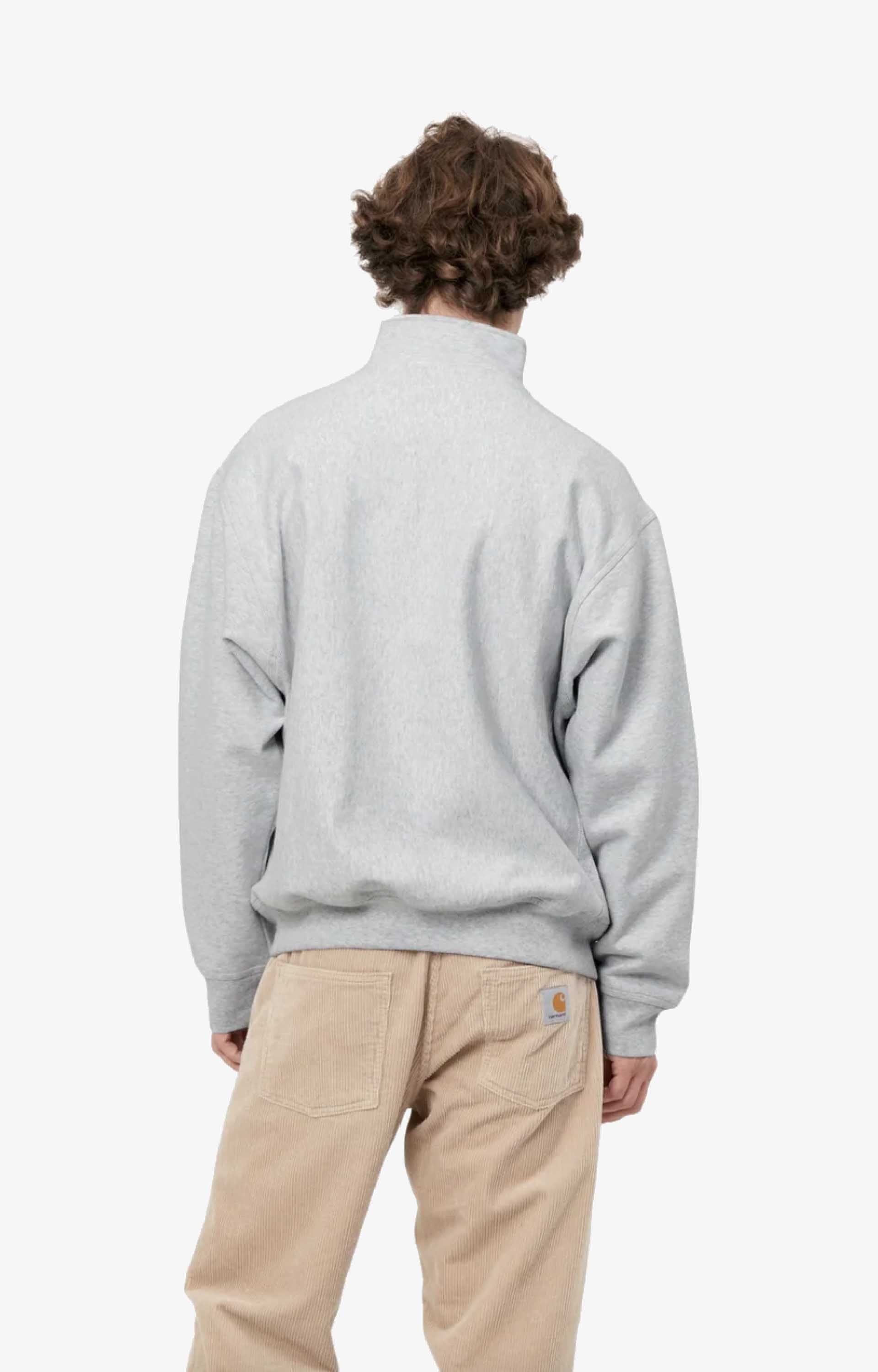 Carhartt WIP Half Zip American Script Sweatshirt, Ash Heather