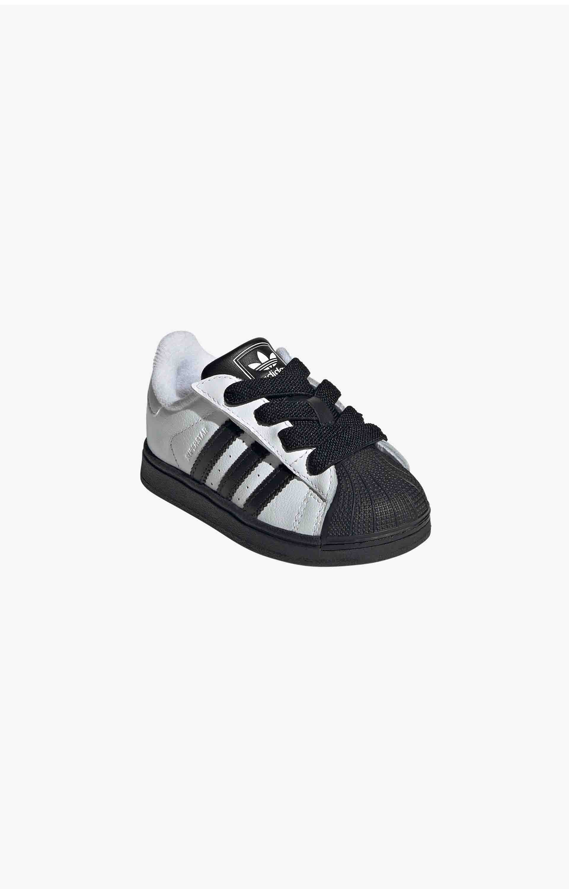 Adidas Superstar II Comfort Closure Elastic Lace Kids Shoes, White/Black/White