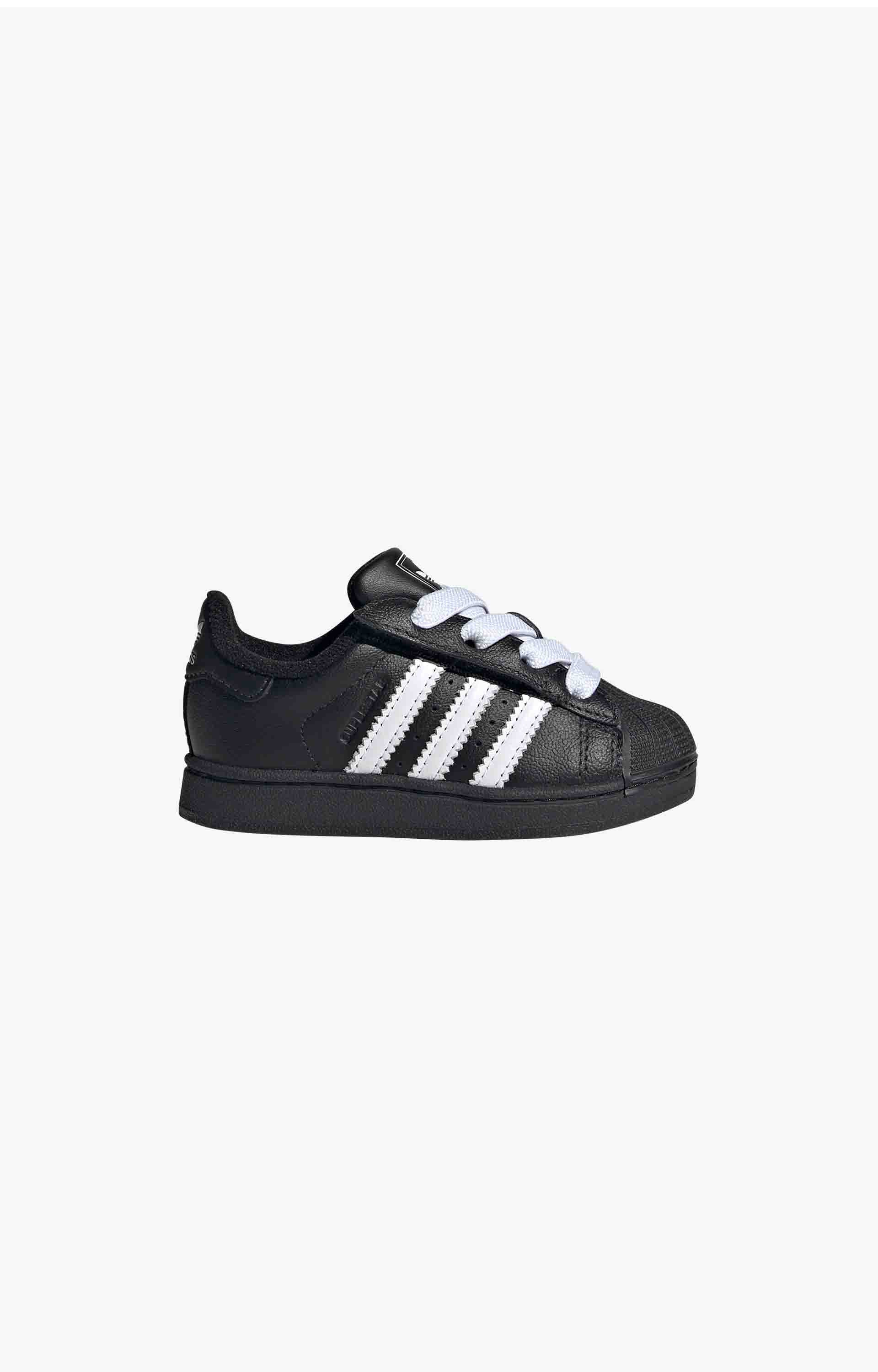 Adidas Superstar II Comfort Closure Elastic Lace Kids Shoes, Black/White/Black