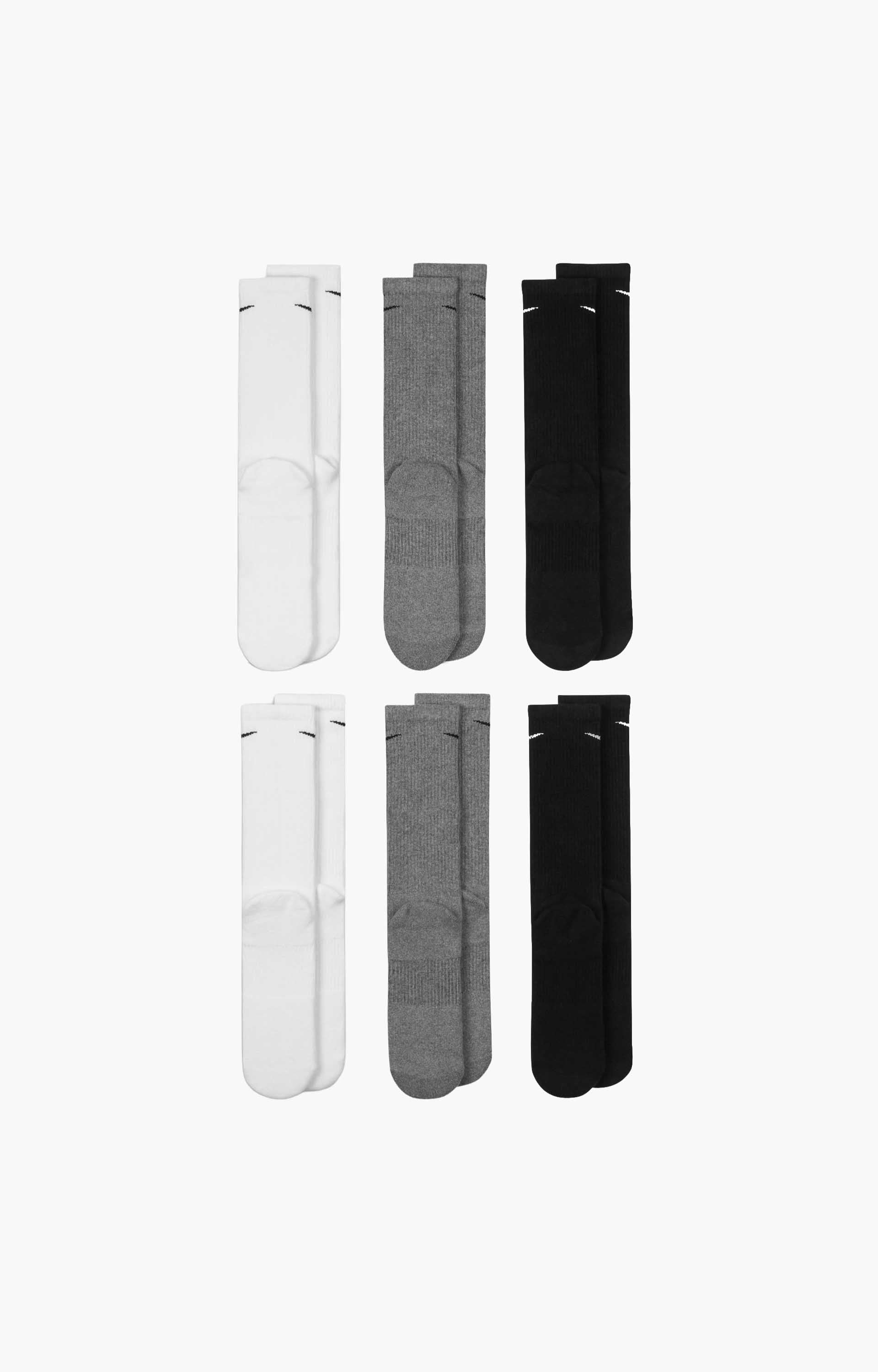 Nike Everyday Plus Cush Crew 6PR Socks, White/ Grey/ Black