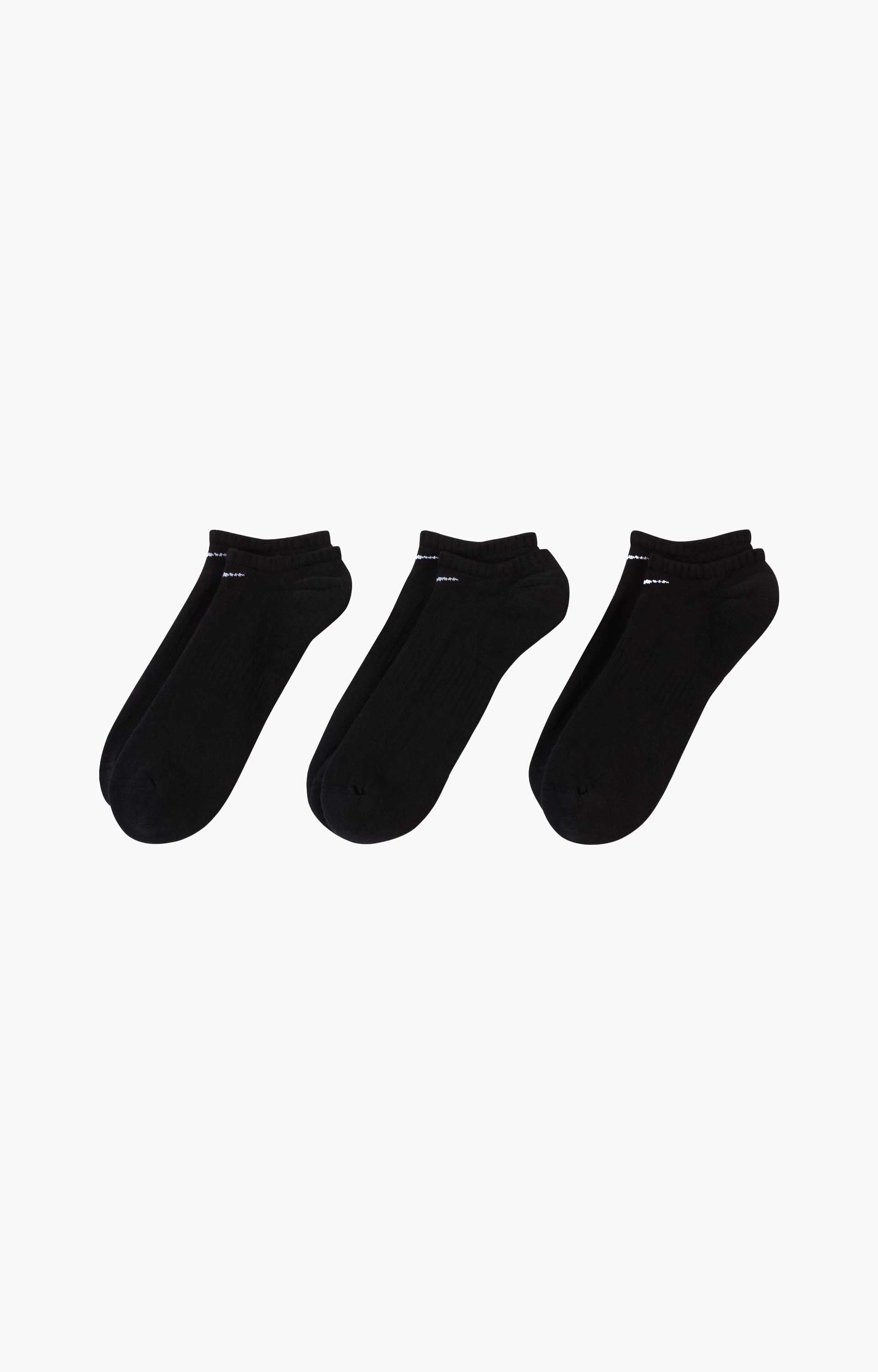 Nike Everyday Cush No Show 3PR Socks, Black/White