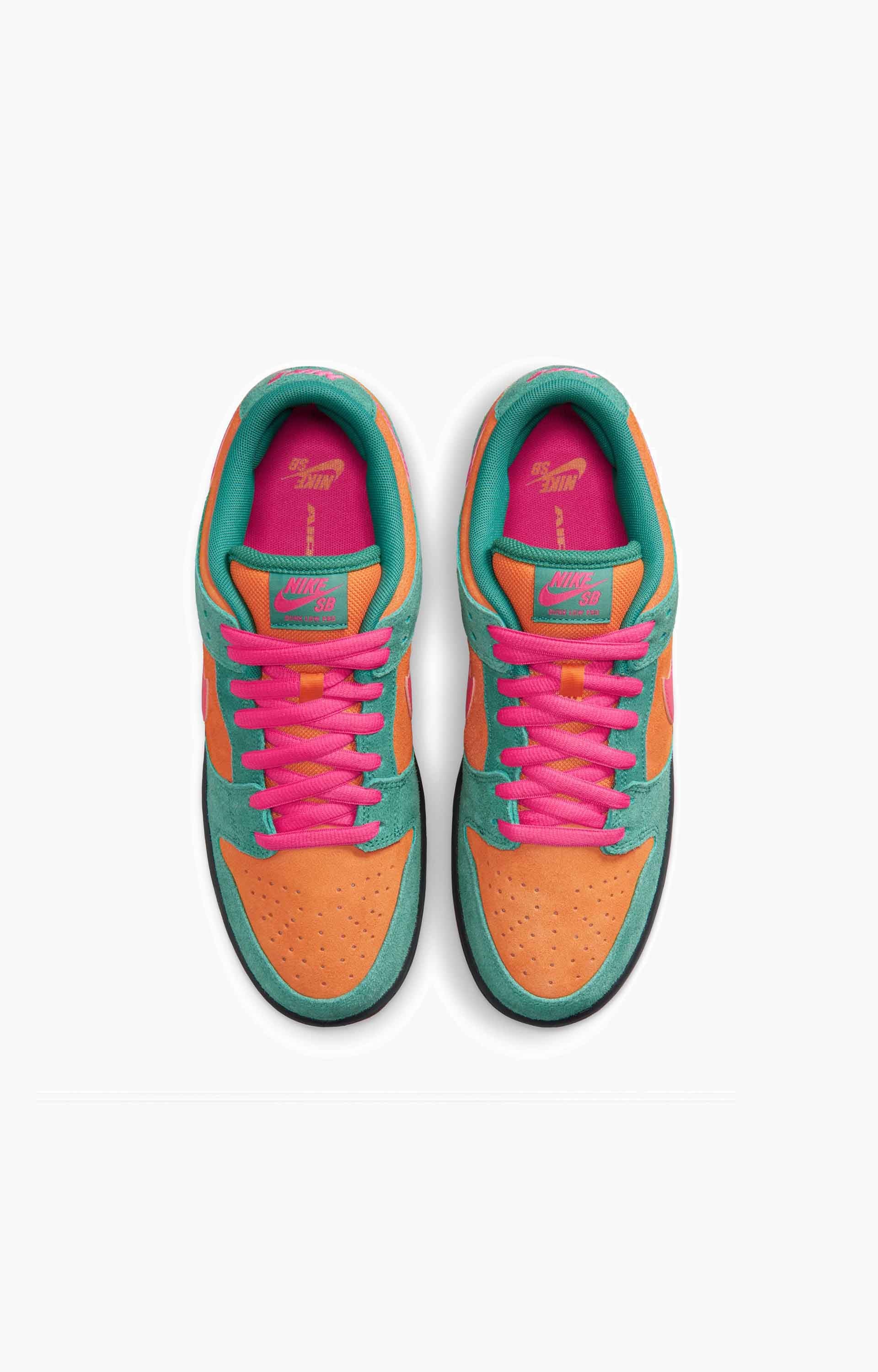 Nike SB Dunk Low Pro Shoe, Green Noise/Watermelon/Light Curry/Off Noir