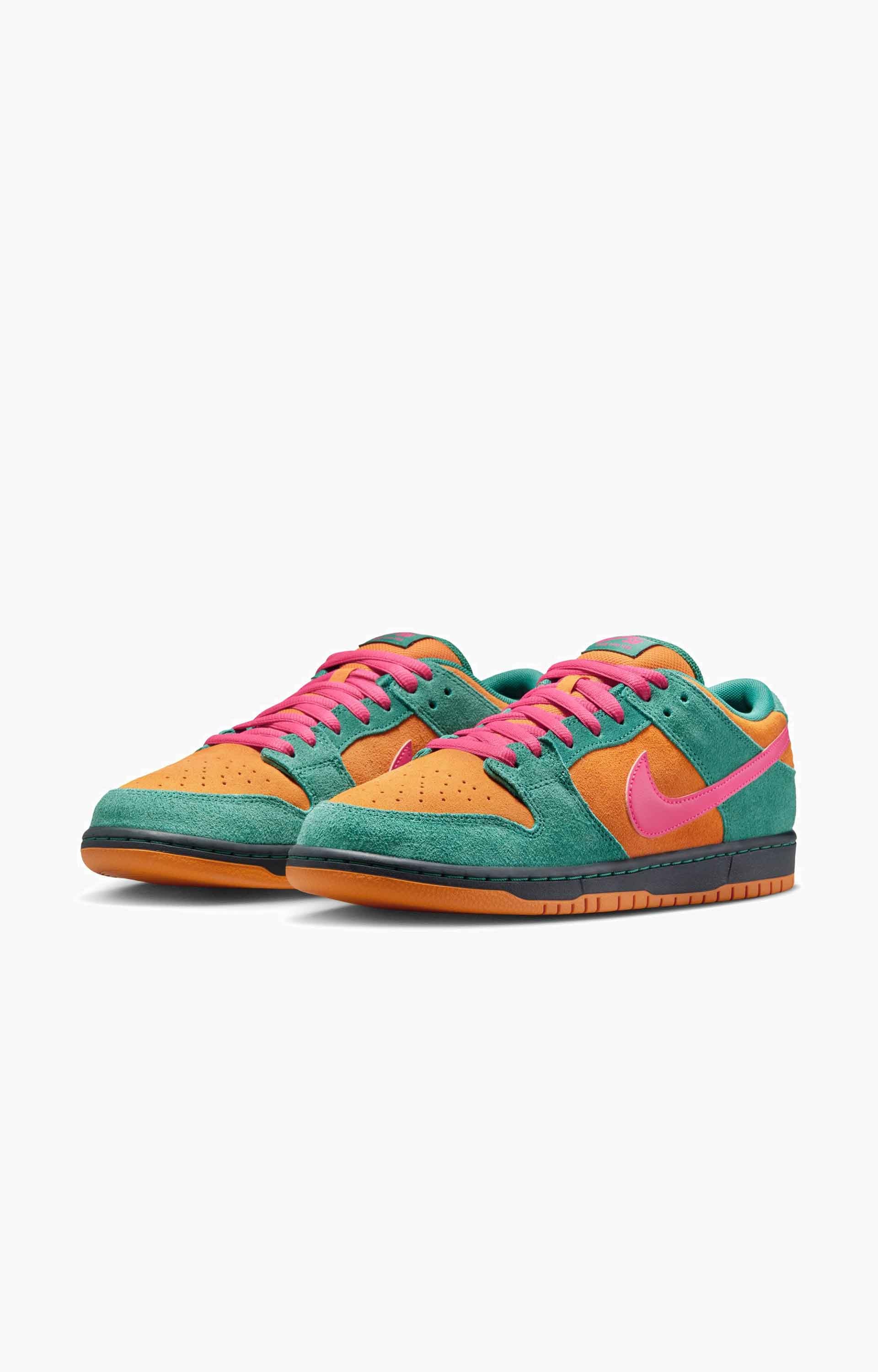 Nike SB Dunk Low Pro Shoe, Green Noise/Watermelon/Light Curry/Off Noir
