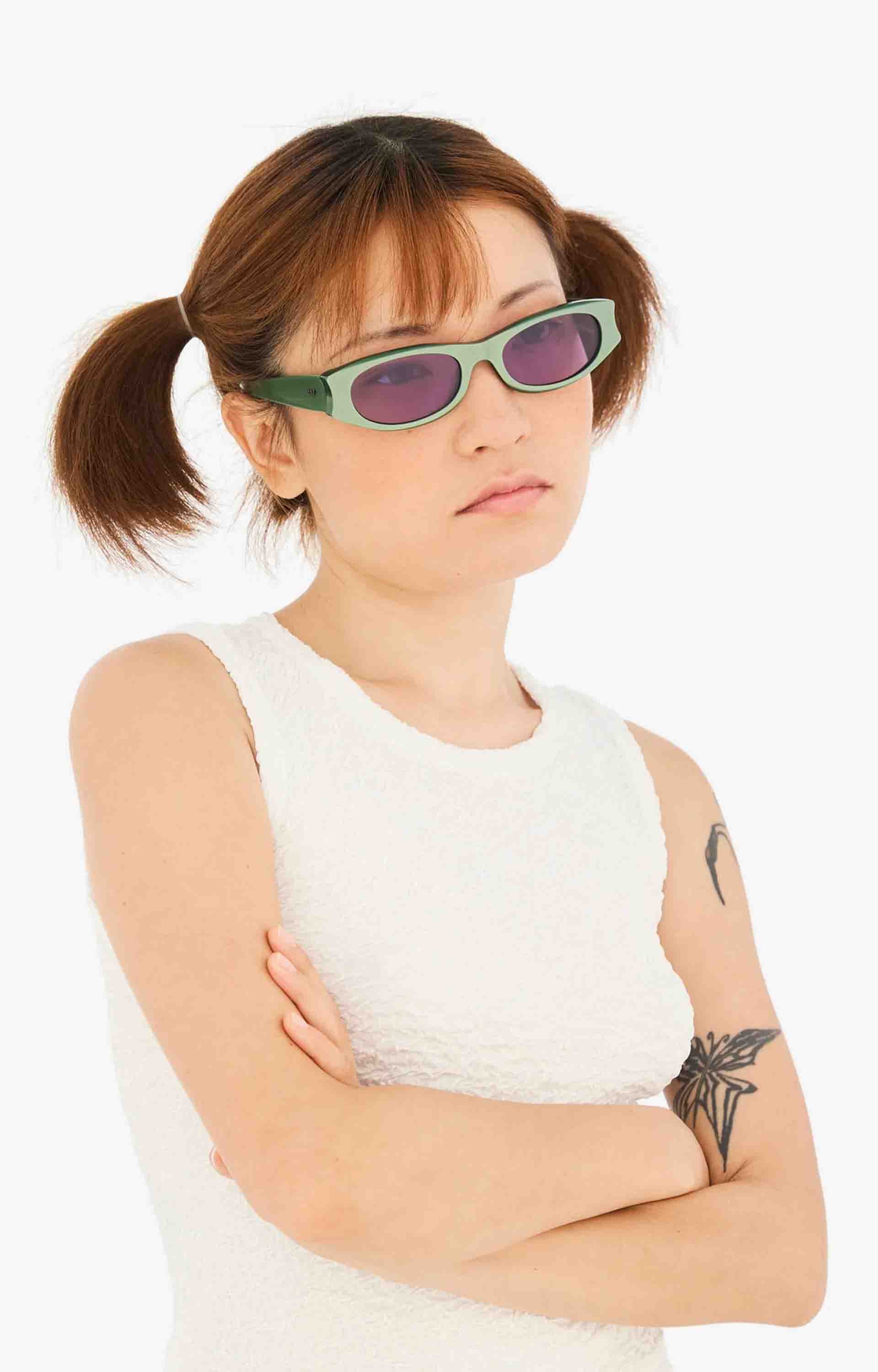 Retrosuperfuture Razzo Metallic Mint 9RM Sunglasses, Mint Green/Violet