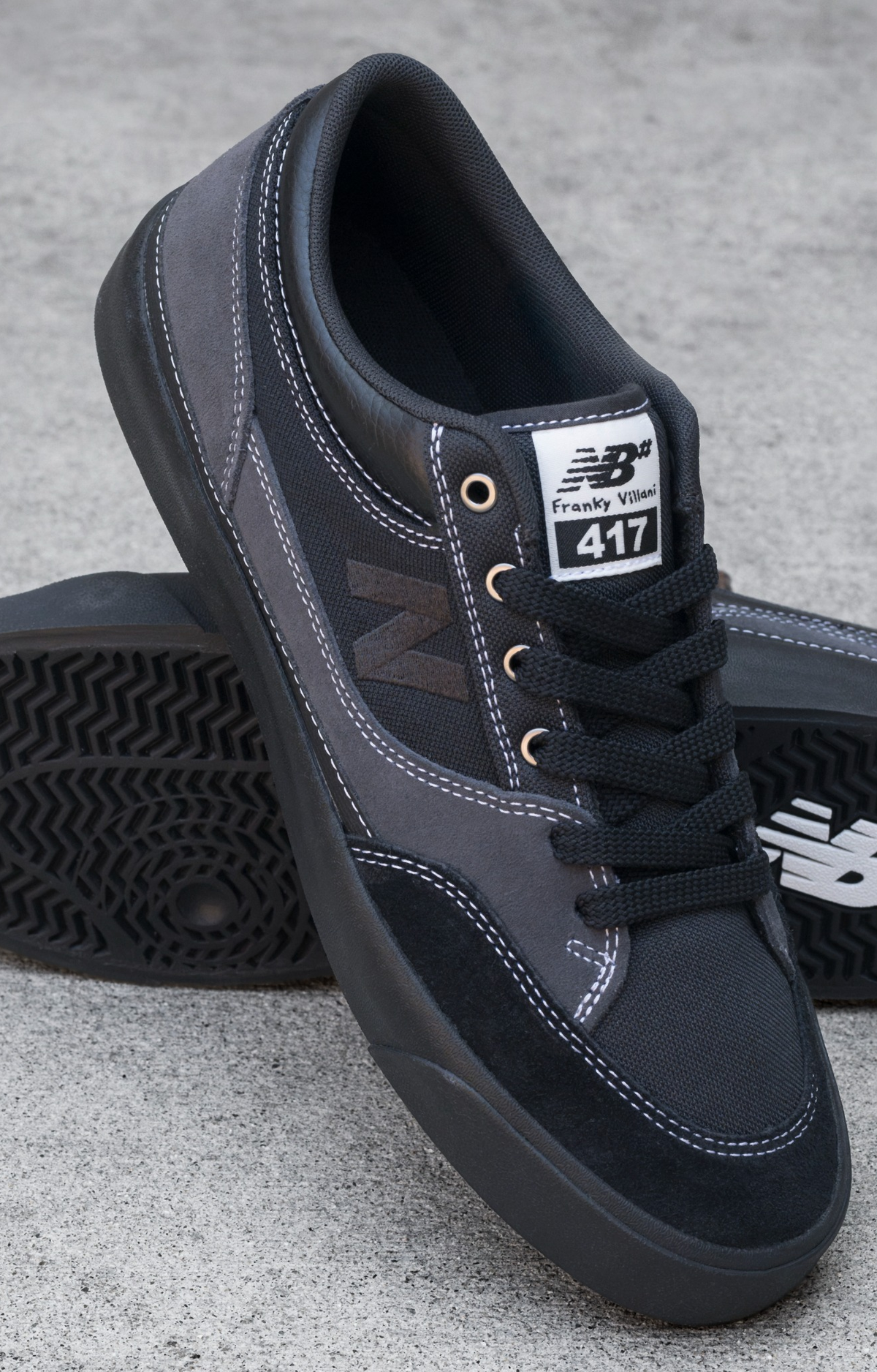 New Balance Numeric UN417LGS Franky Villani Shoes, Black Cement / Black Charcoal White