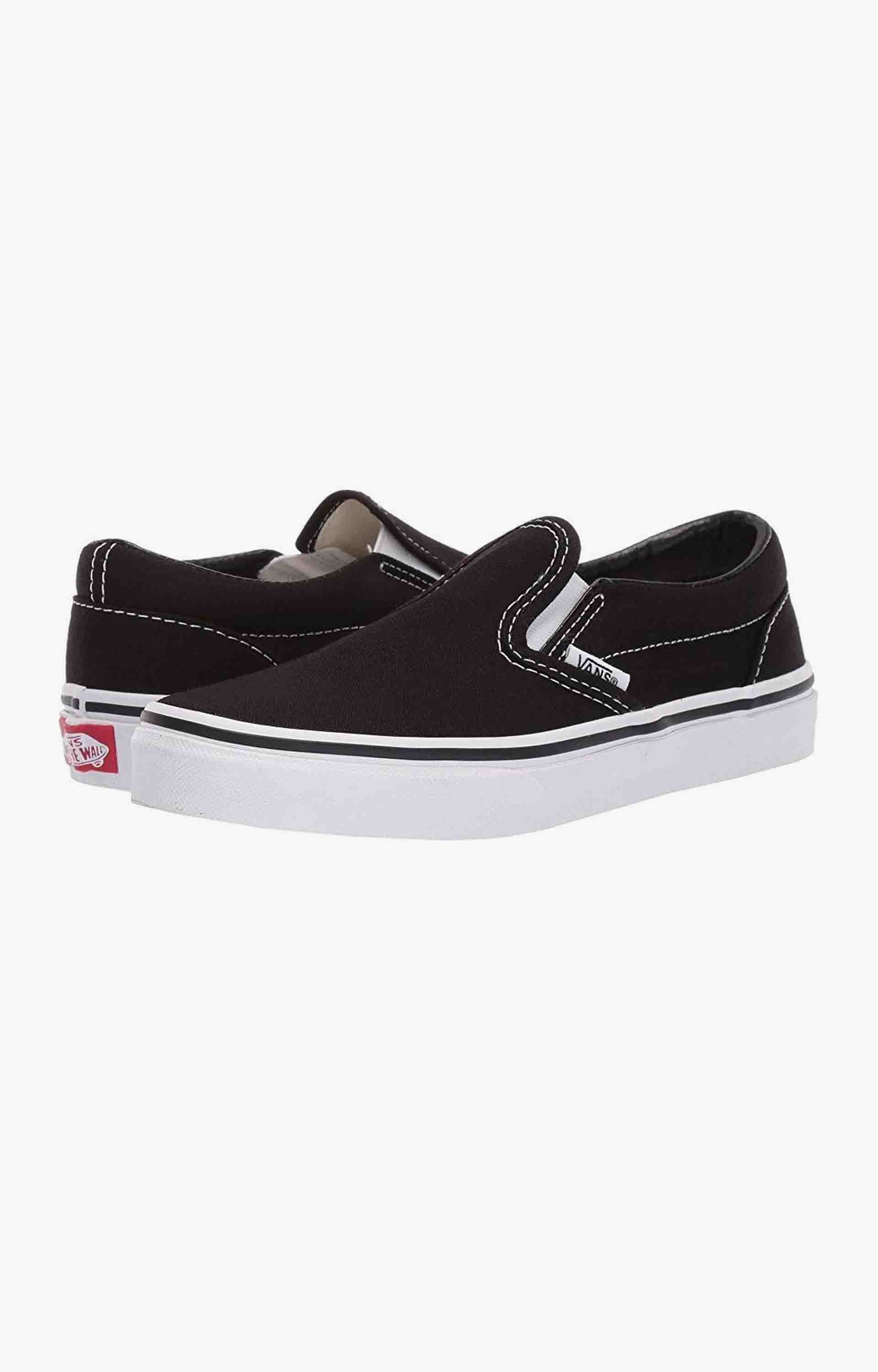 Vans Kids Classic Slip-On Shoes, Black/White - Main Image