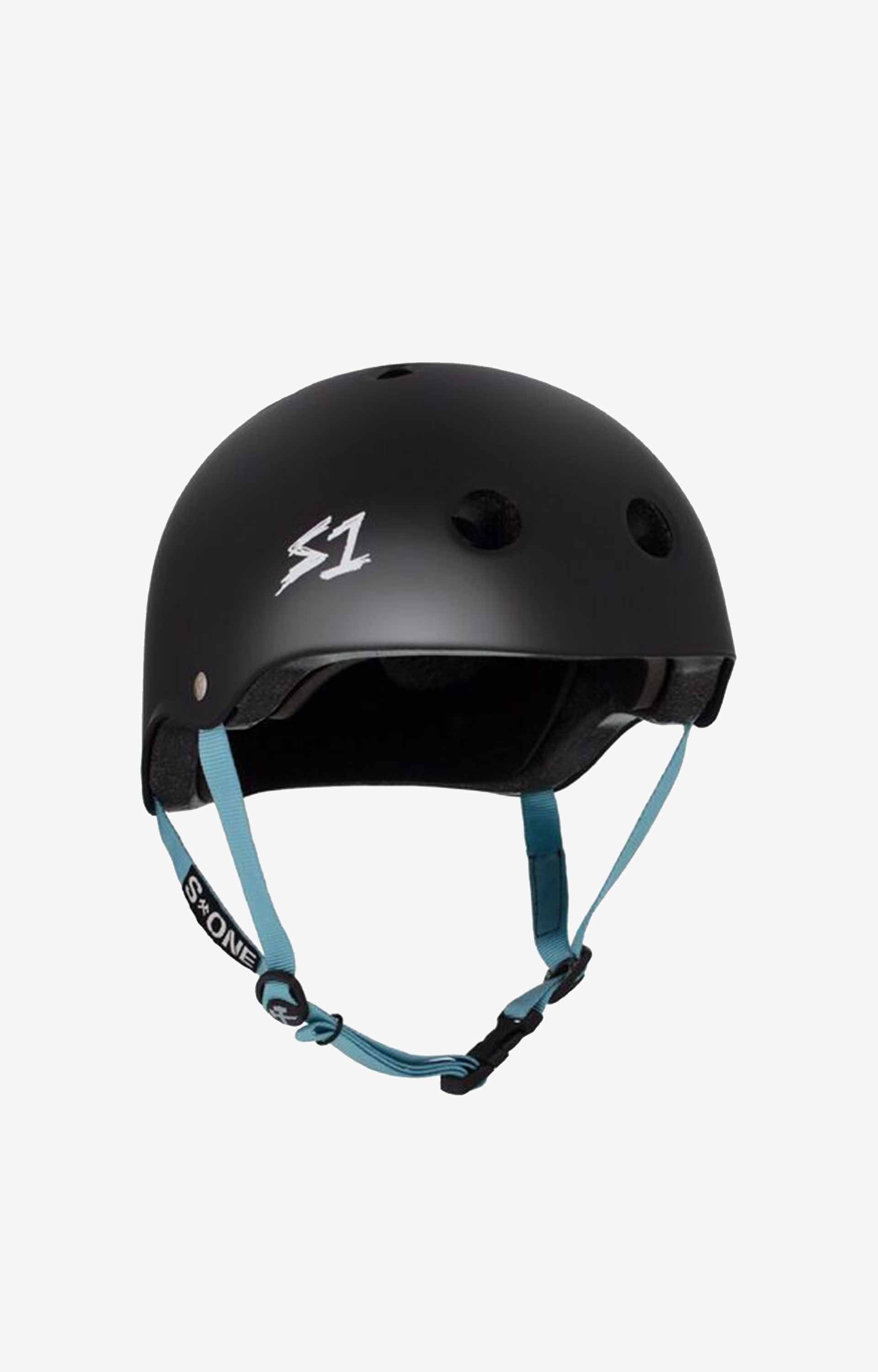 S-One Lifer Series Helmet, Black Matte/Light Blue Straps