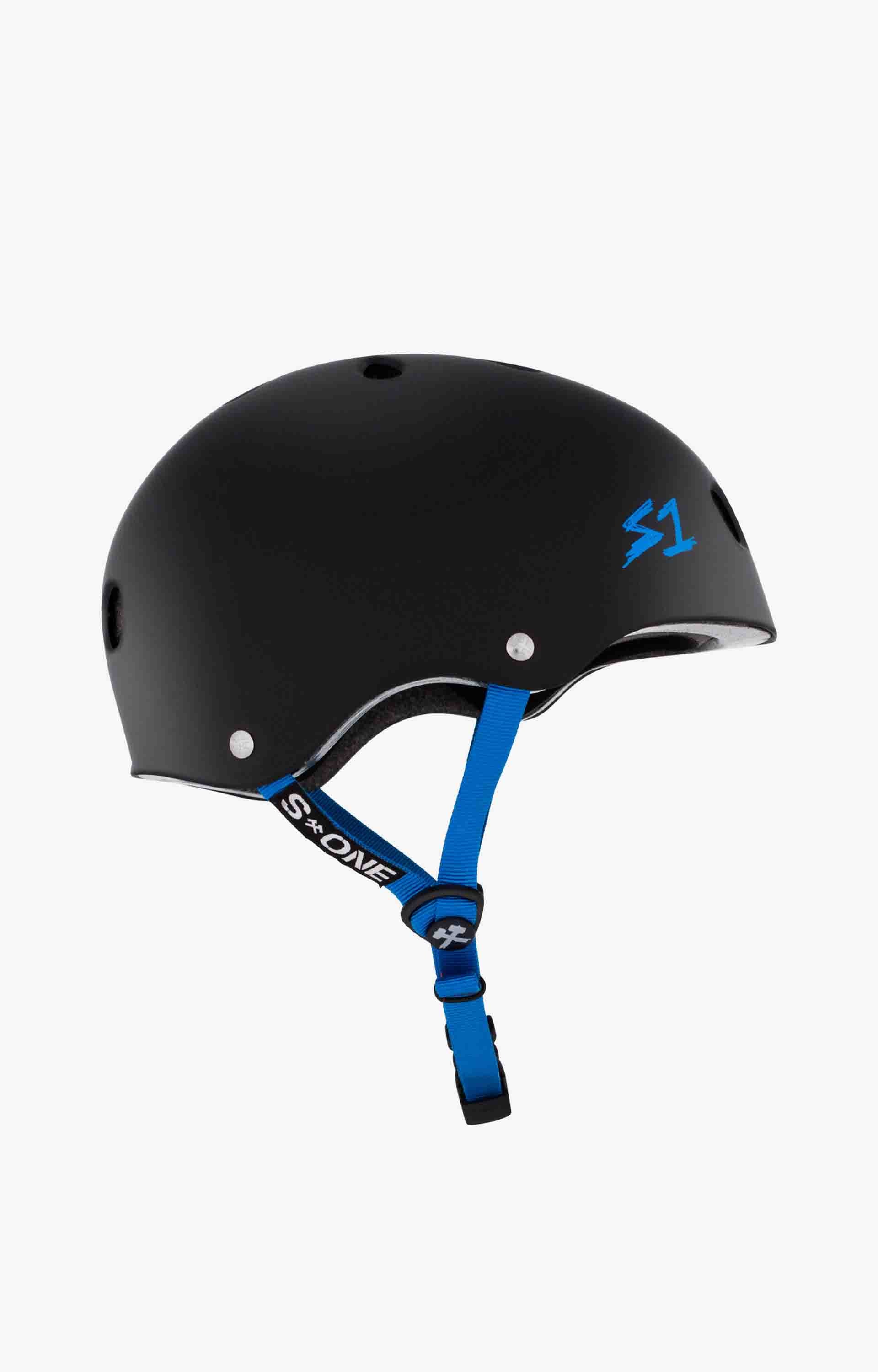 S-One Lifer Series Helmet, Black Matte/Cyan Straps