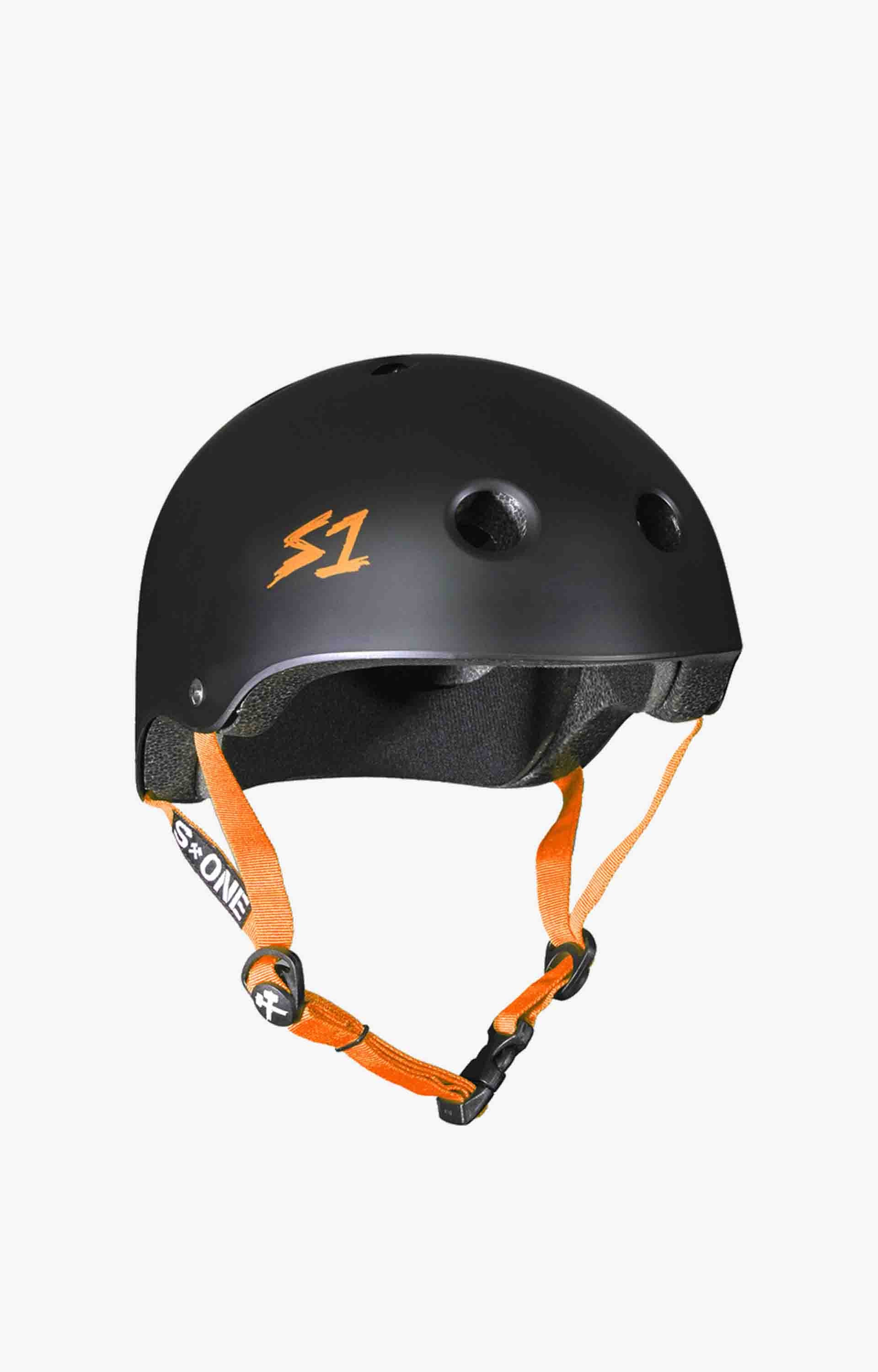 S-One Lifer Series Helmet, Black Matte/Orange Straps