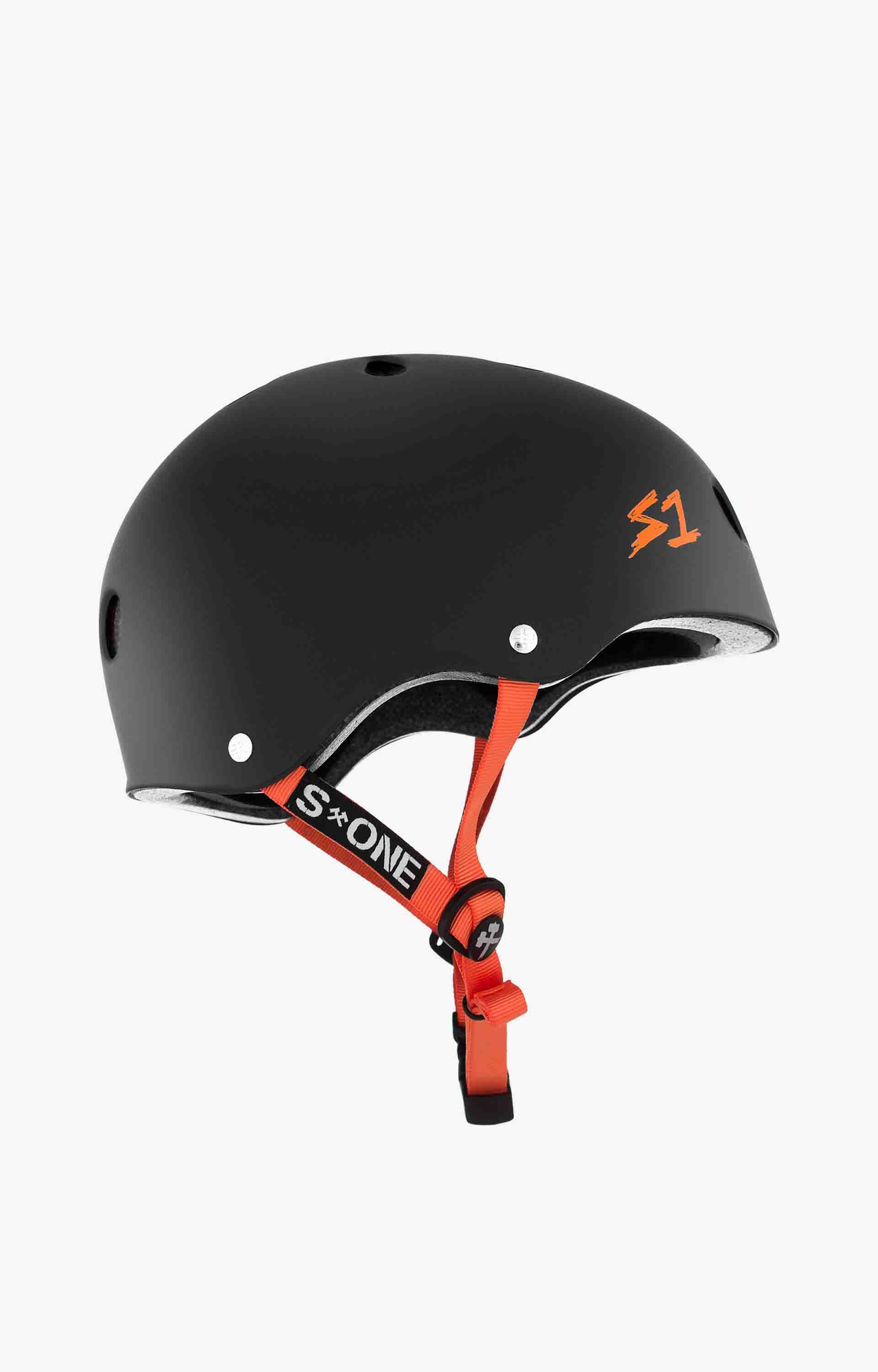 S-One Lifer Series Helmet, Black Matte/Orange Straps