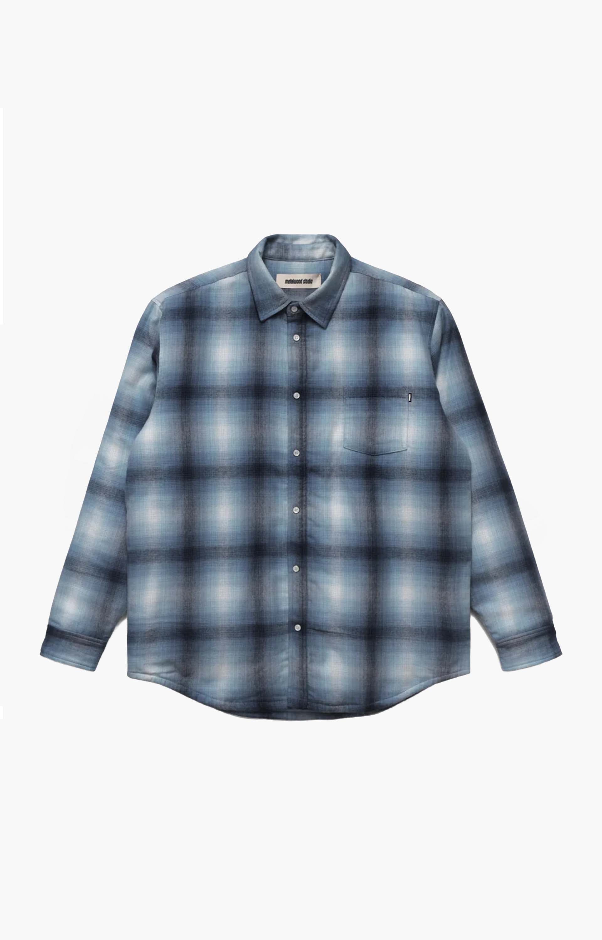 Metalwood Poly Filled Shirt, Blue Plaid