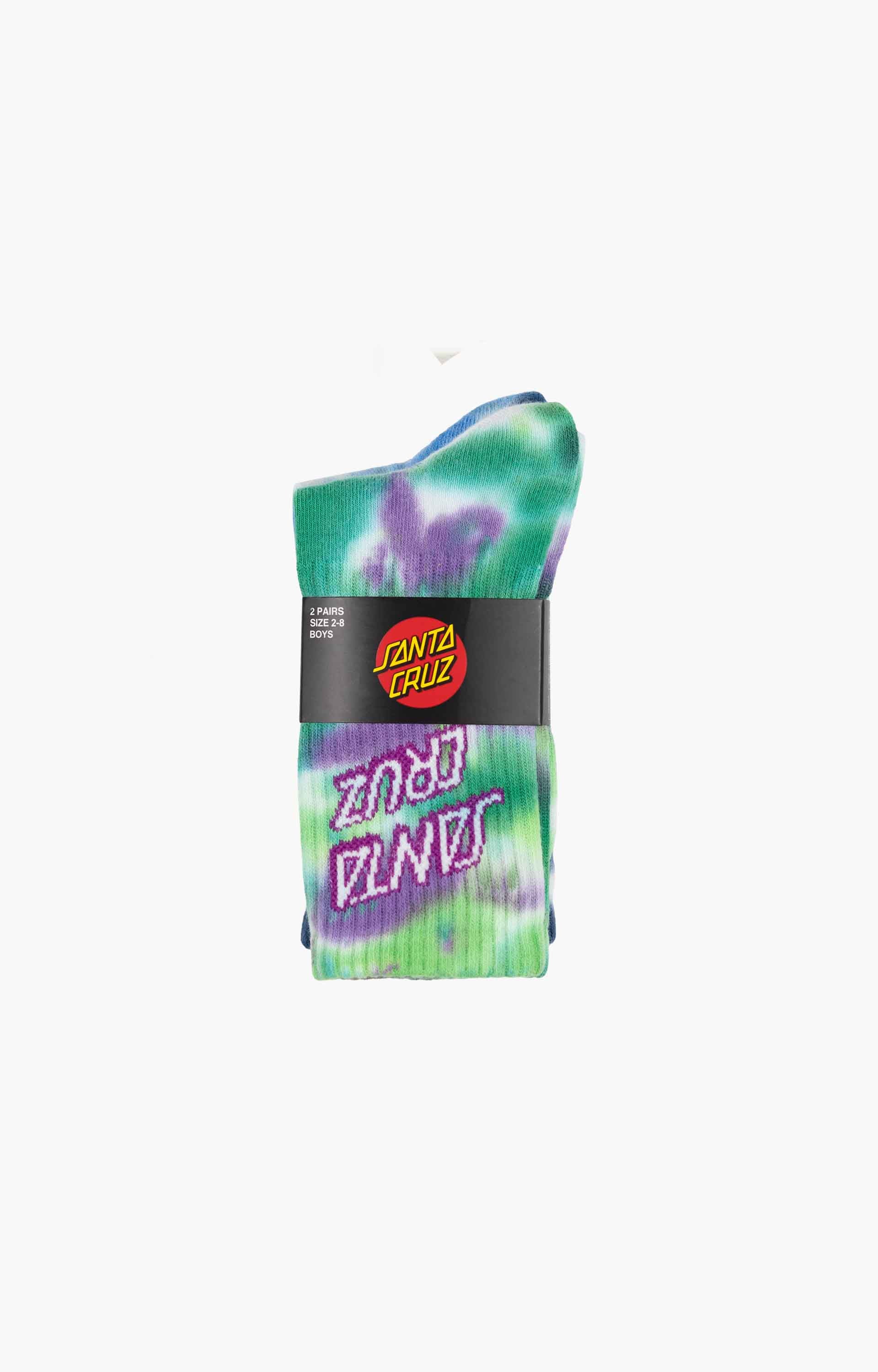 Santa Cruz Stack Strip Crew Sock 2 Pack, Blue Tie Dye