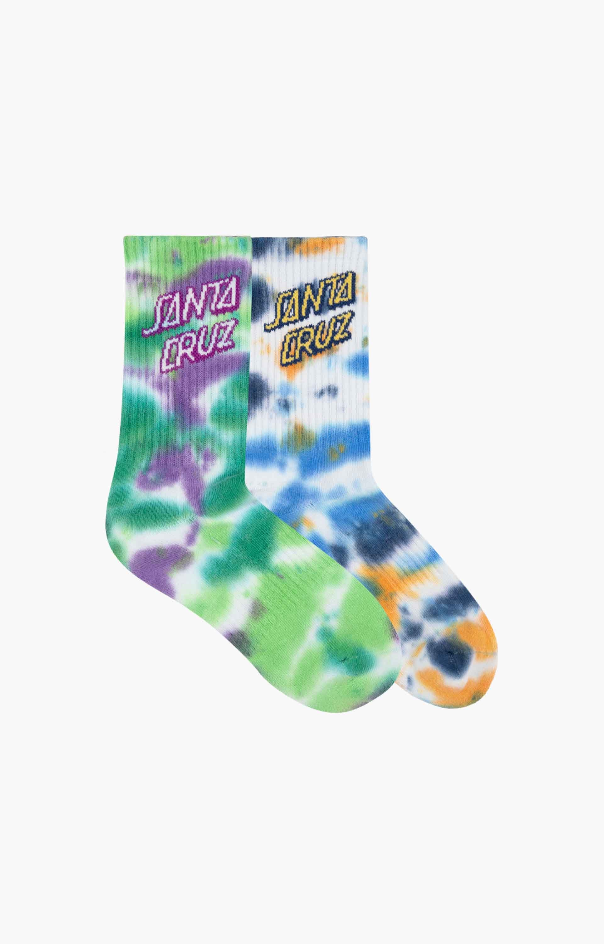 Santa Cruz Stack Strip Crew Sock 2 Pack, Blue Tie Dye