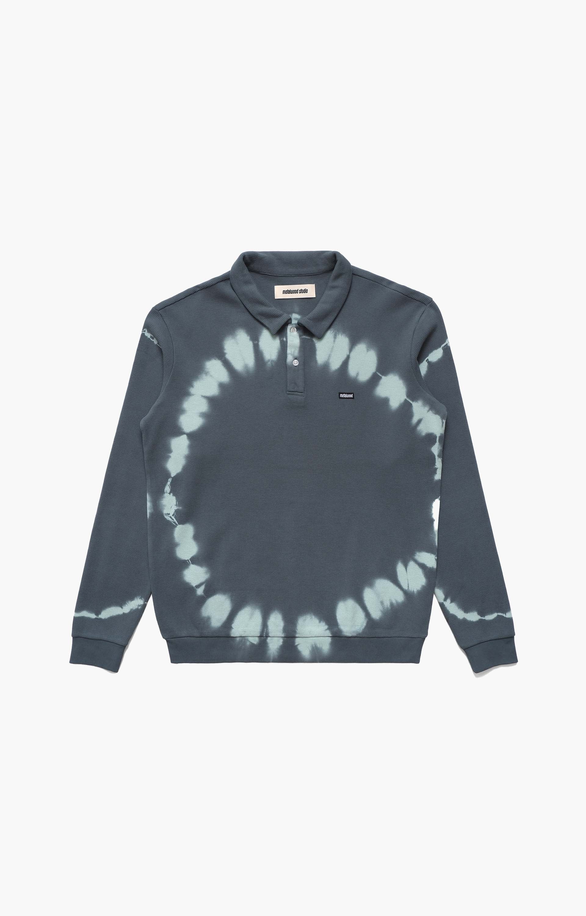 Metalwood Mini Metal Logo Longsleeve Thermal Polo, Marine