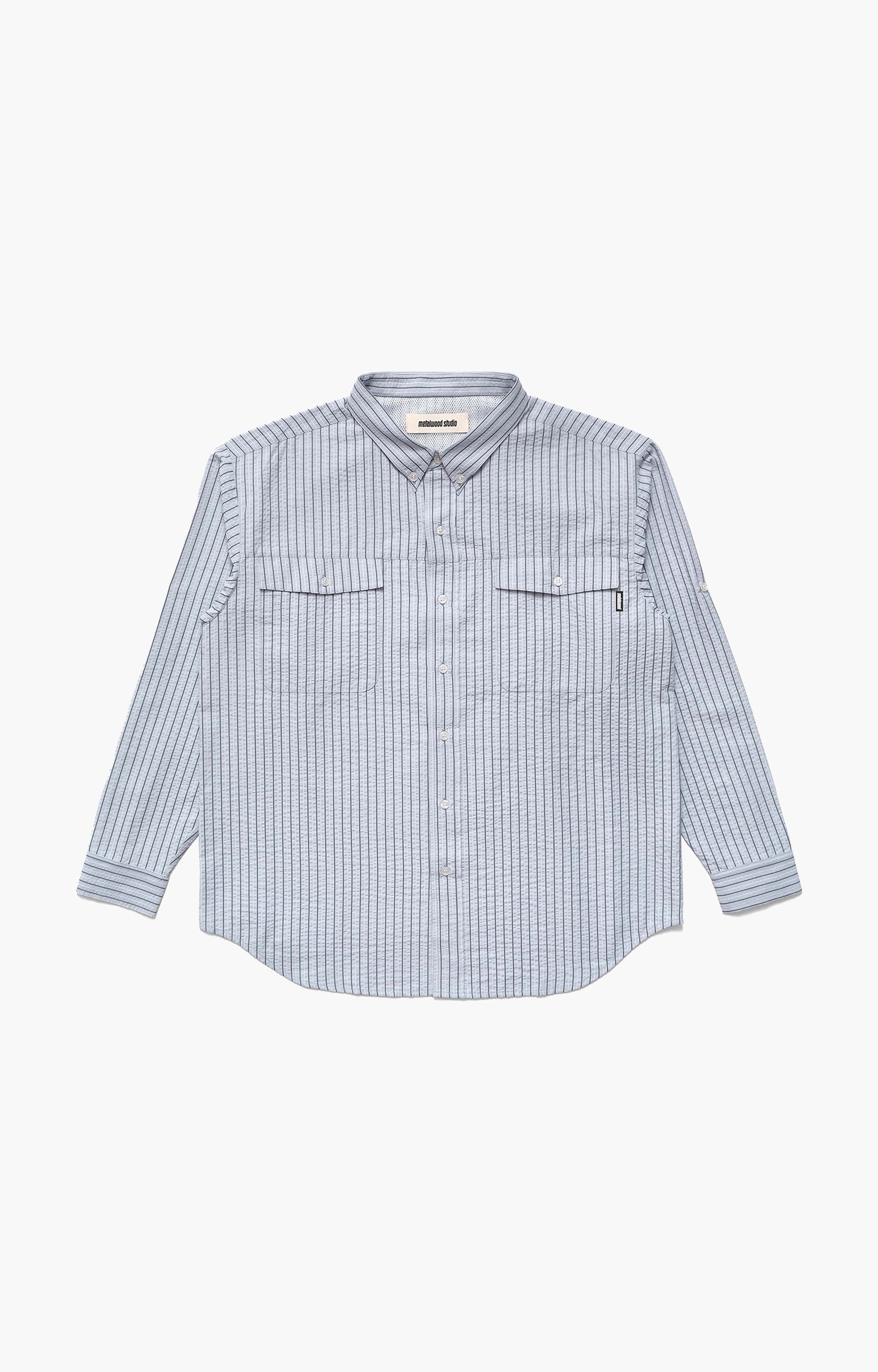 Metalwood Seersucker Fishing Shirt, Sky