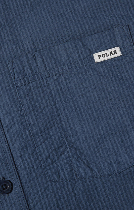 Polar Skate Co Mitchell Seersucker Shirt, Grey Blue