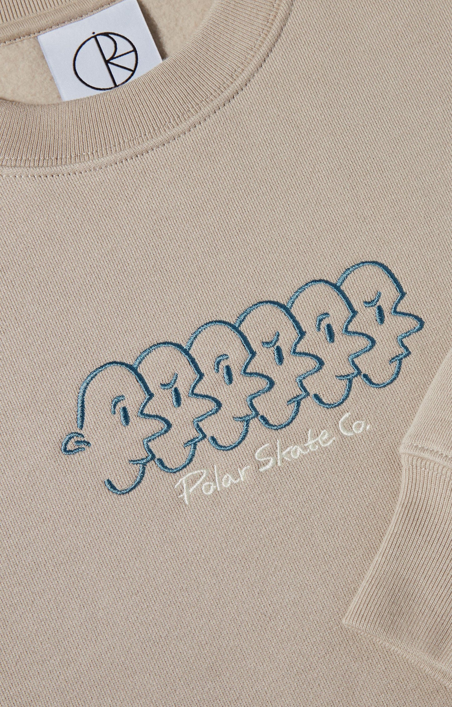 Polar Skate Co Faces Dave Crewneck Sweatshirt, Taupe