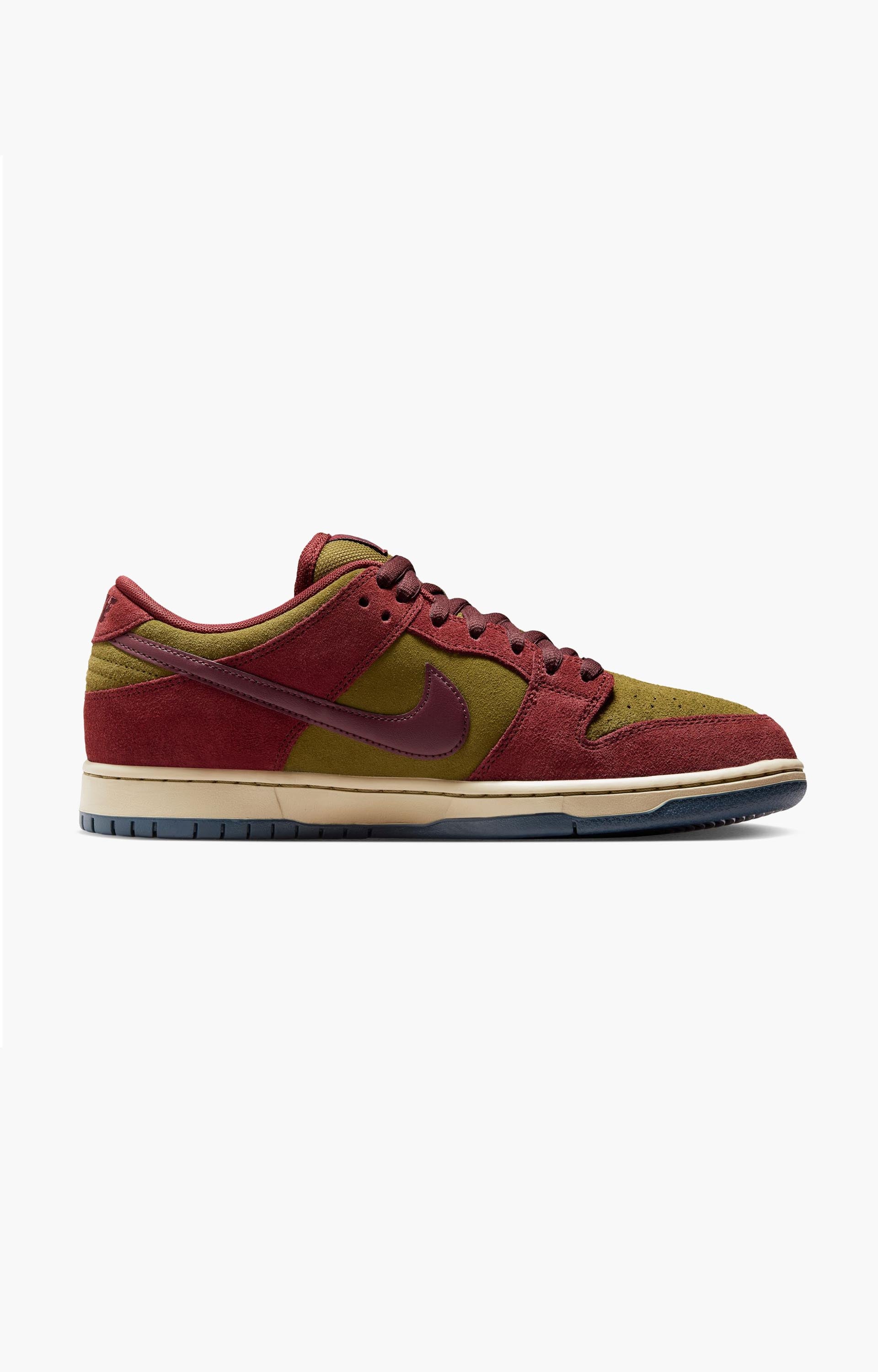 Nike SB Dunk Low Pro Shoe, Dark Team Red/Burgundy Crush/Olive