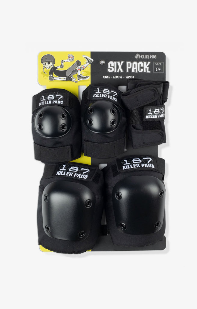 187 Six Pack Adult Protective Pads, Black