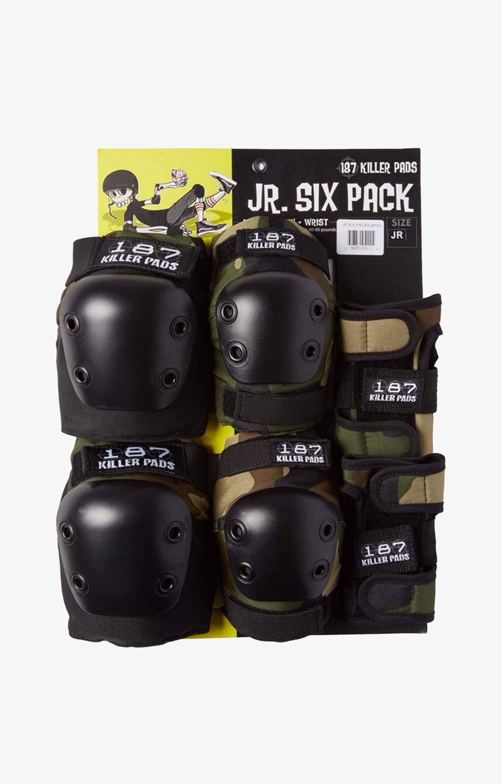 187 Six Pack Junior Protective Pads, Camo Concrete Skate Supply