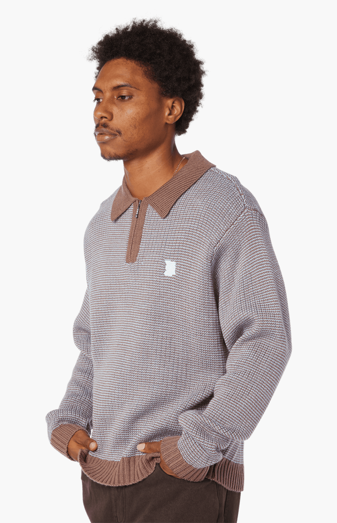 HUF Megablast Two Tone Waffle Sweater, Washed Blue