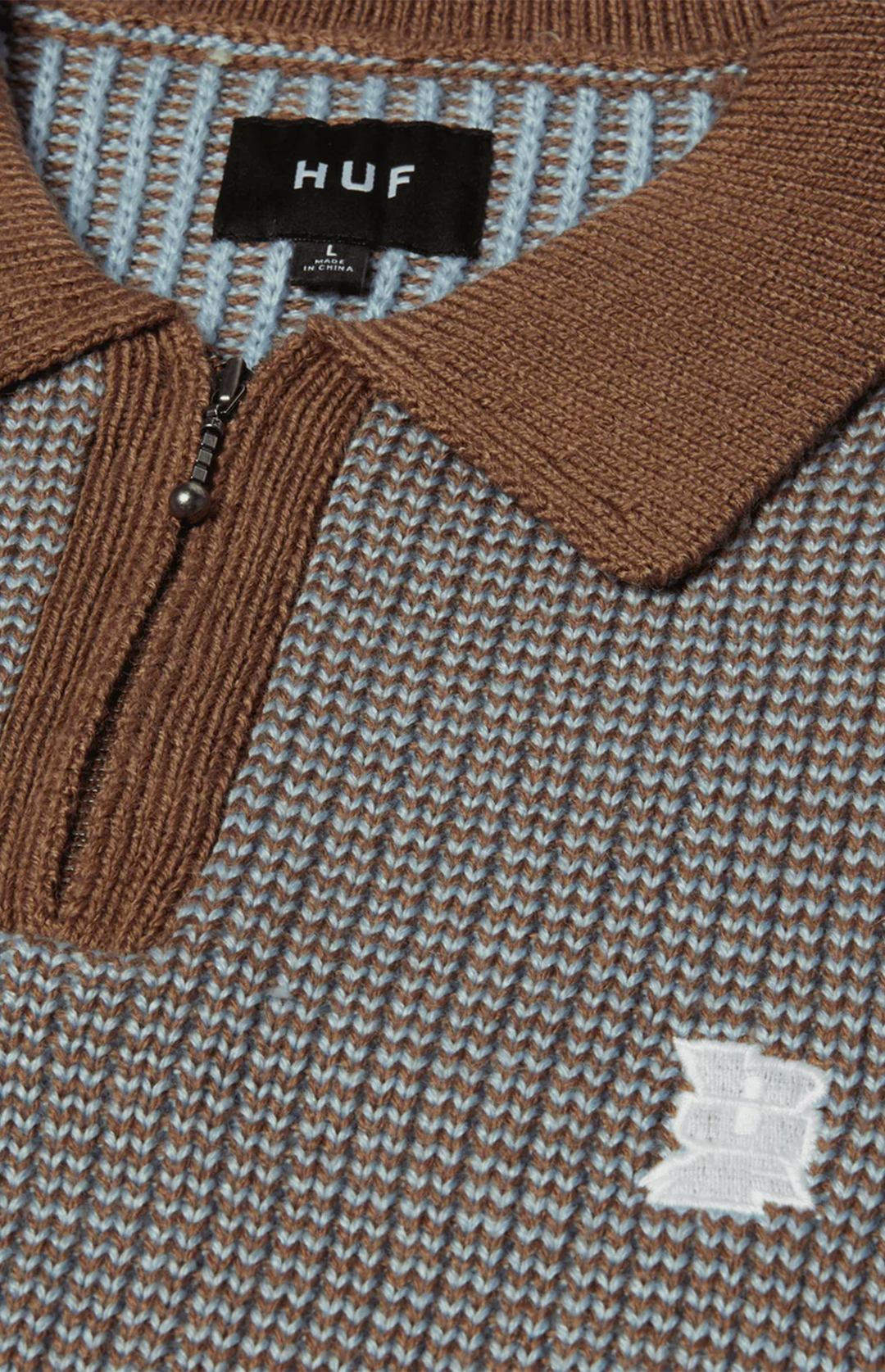 HUF Megablast Two Tone Waffle Sweater, Washed Blue