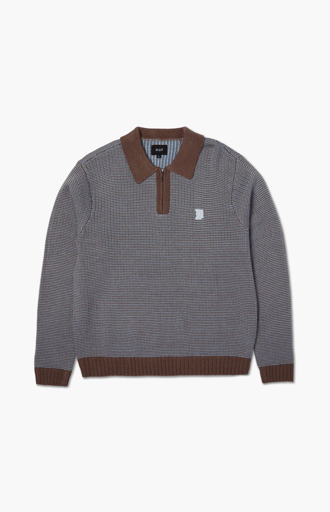 HUF Megablast Two Tone Waffle Sweater, Washed Blue