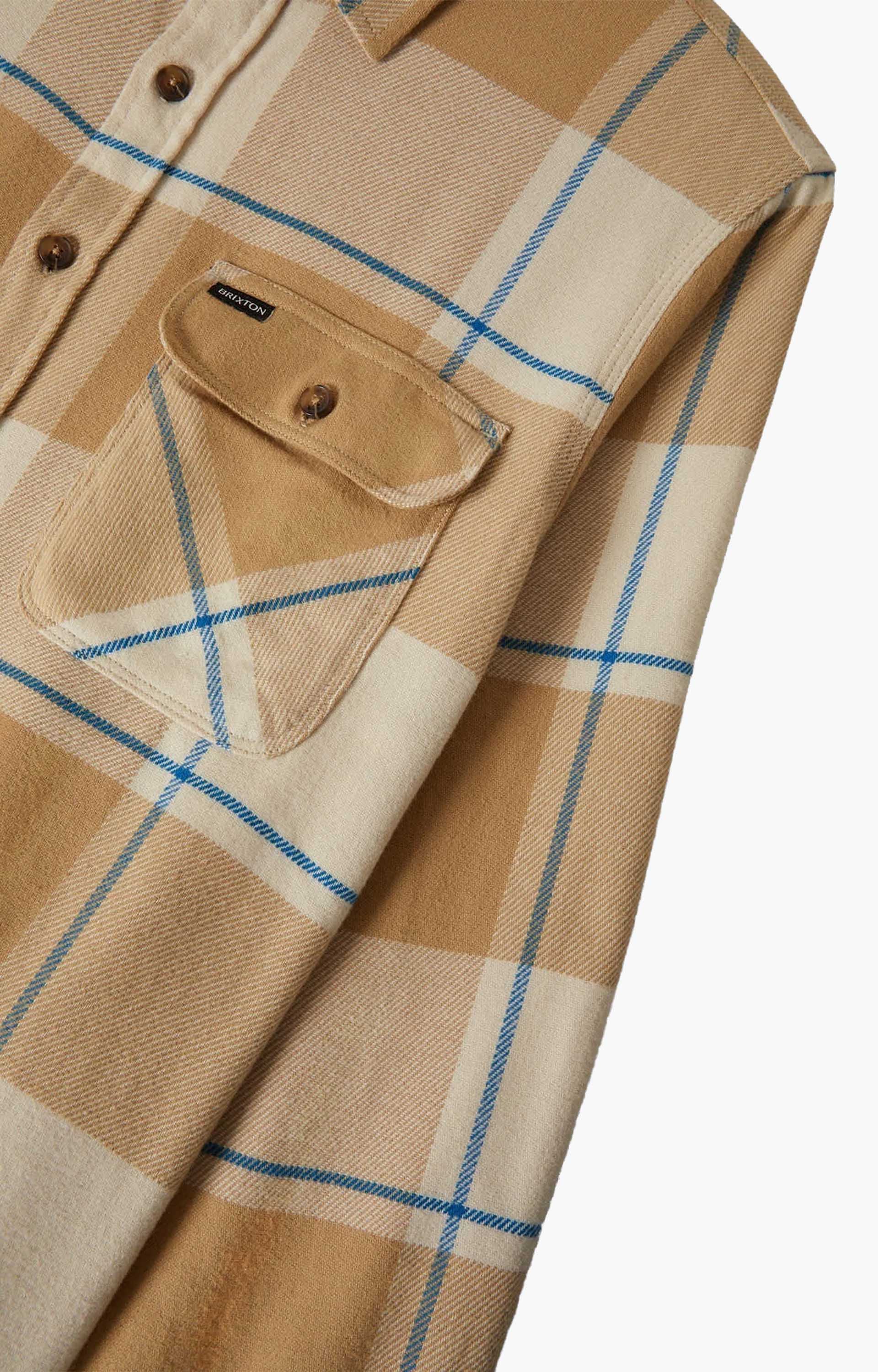 Brixton Bowery Flannel, Whitecap/Sand/Cyber Blue