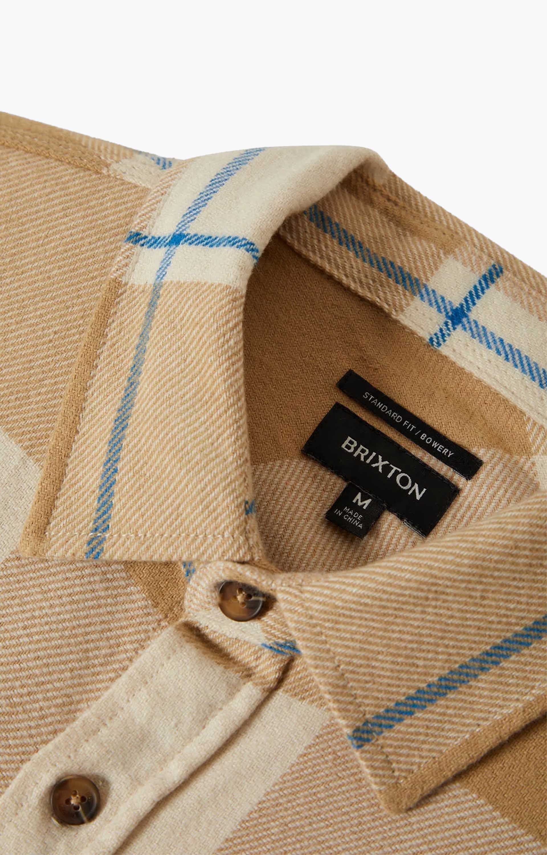 Brixton Bowery Flannel, Whitecap/Sand/Cyber Blue