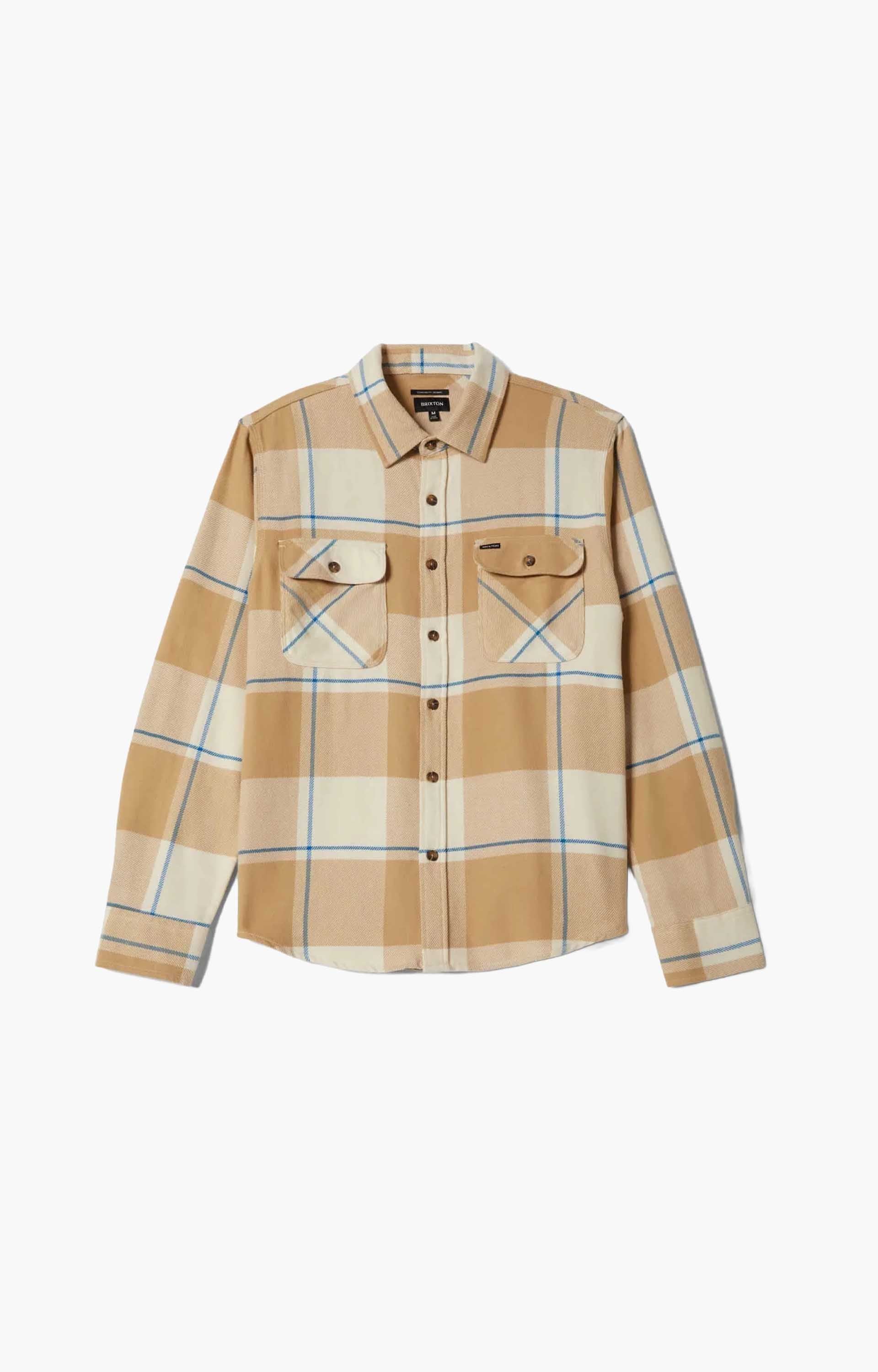 Brixton Bowery Flannel, Whitecap/Sand/Cyber Blue