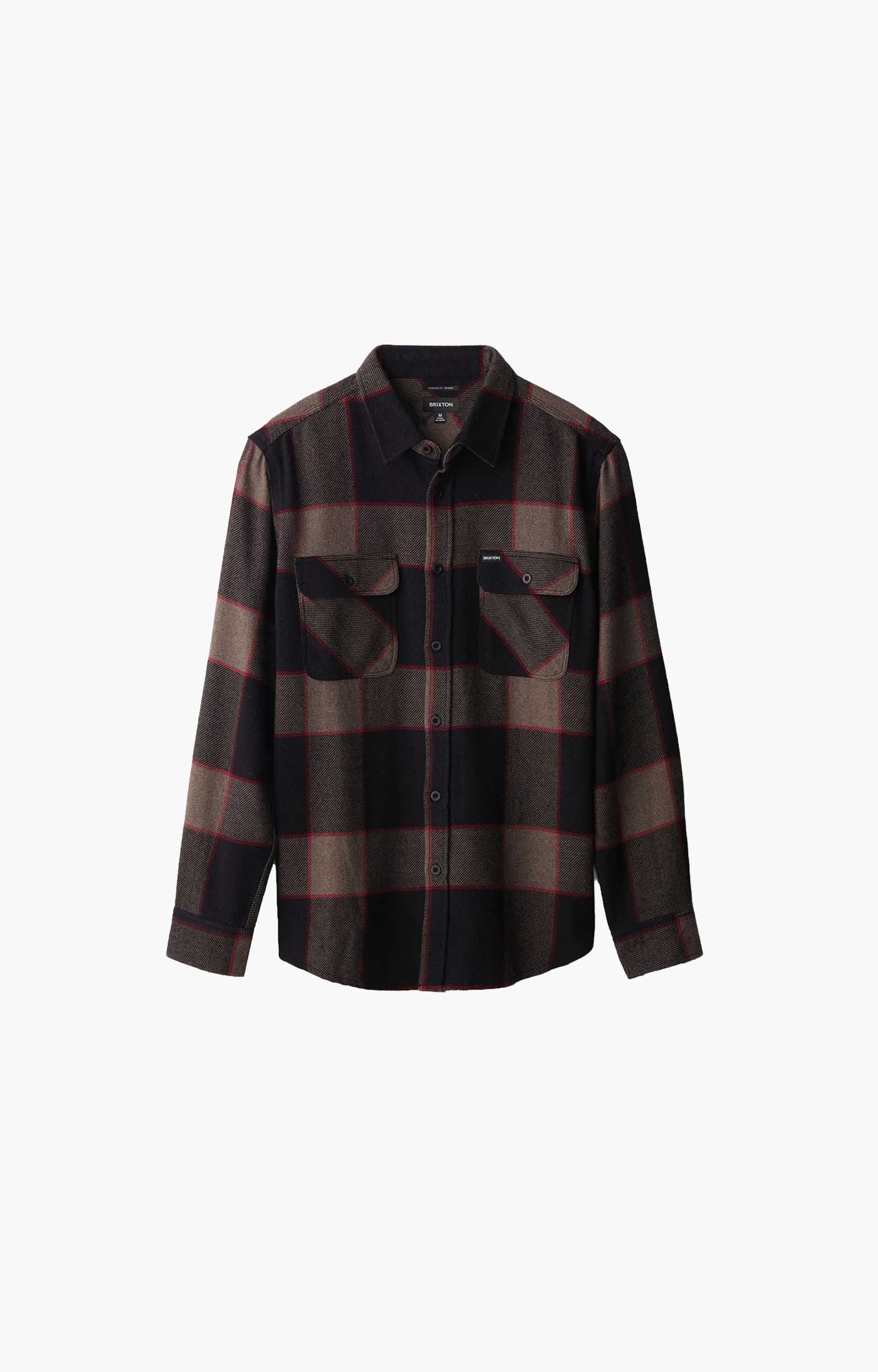 Brixton Bowery Flannel, Heather Grey/Charcoal