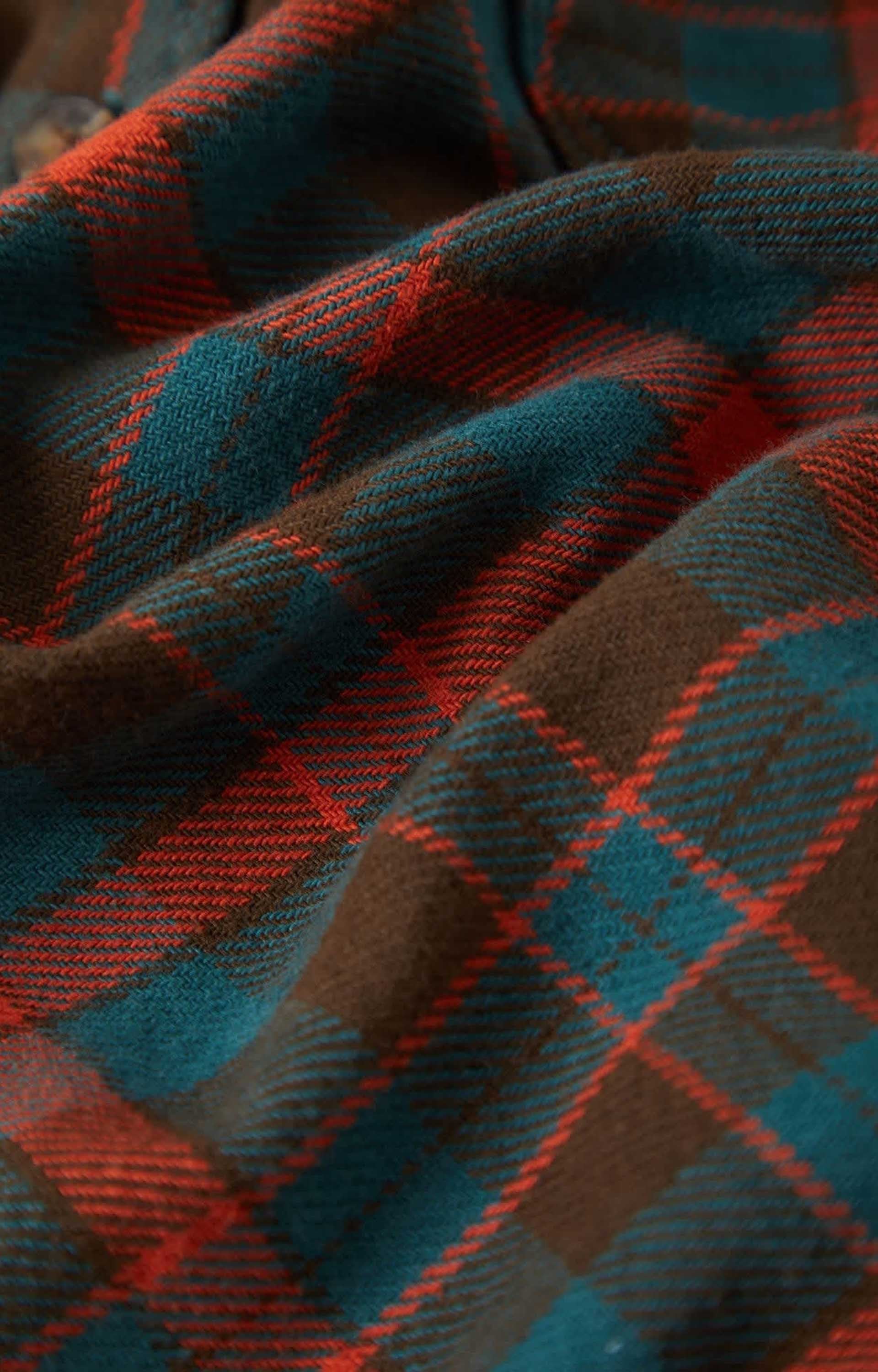 Brixton Bowery Flannel, Walnut Brown/Ultra Marine