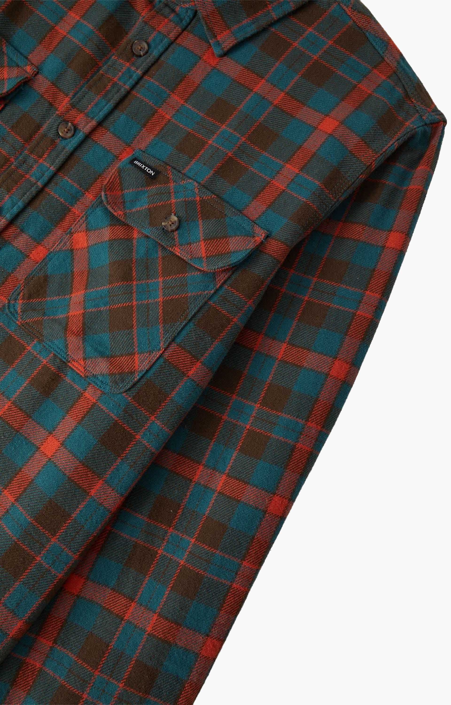 Brixton Bowery Flannel, Walnut Brown/Ultra Marine