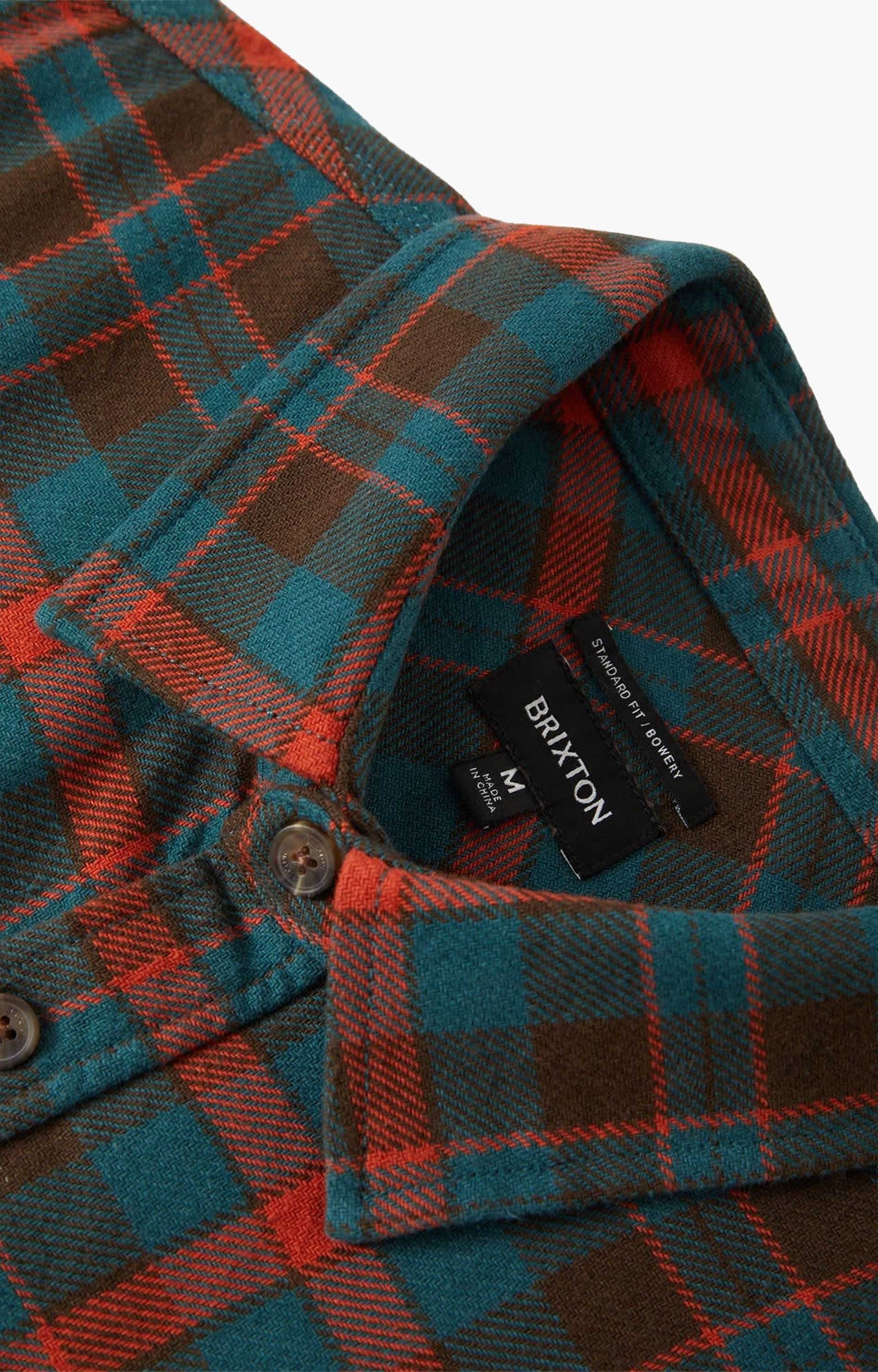Brixton Bowery Flannel, Walnut Brown/Ultra Marine