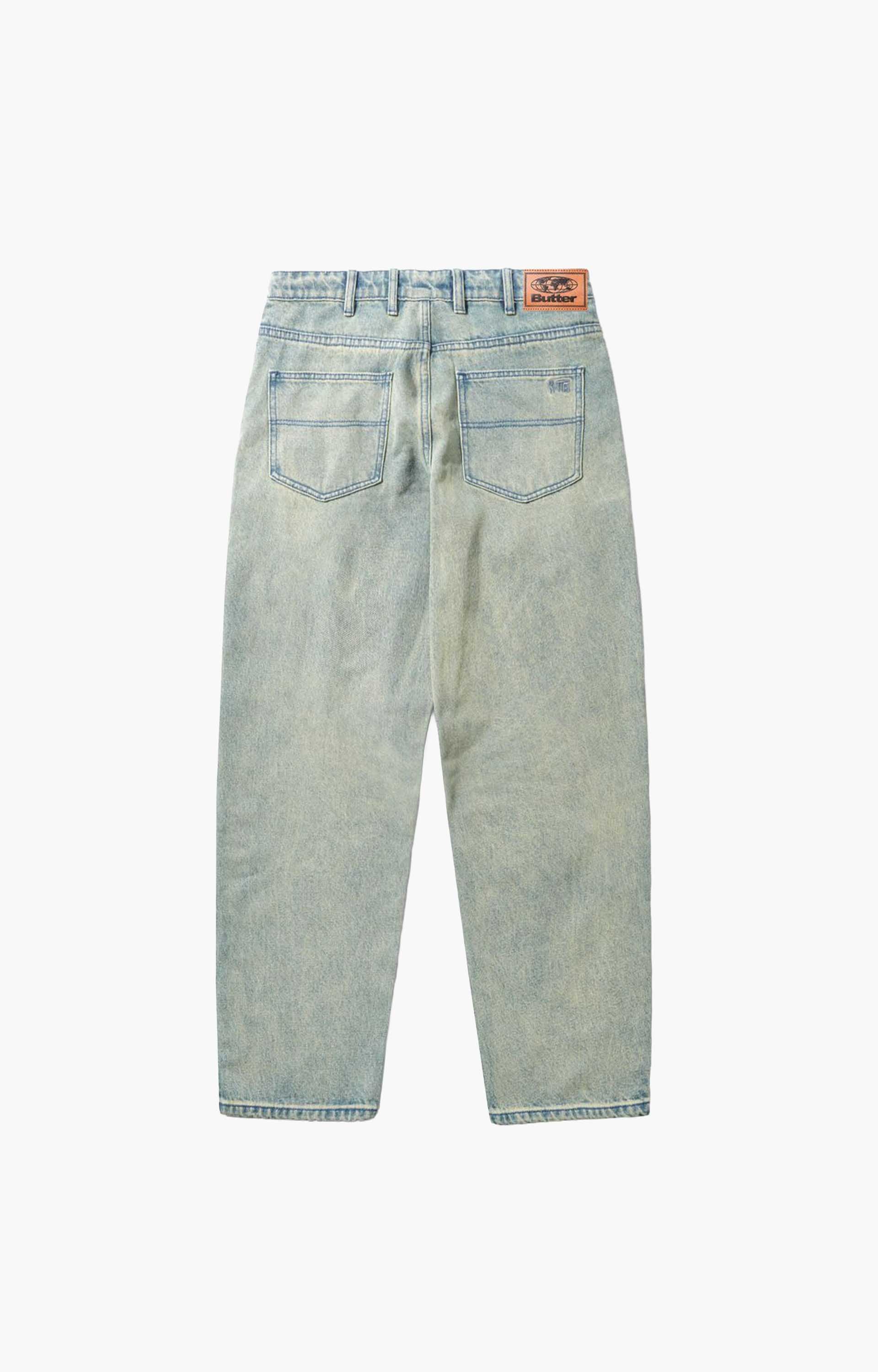 Butter Goods Straight Leg Denim Jeans, Dirty Wash Blue