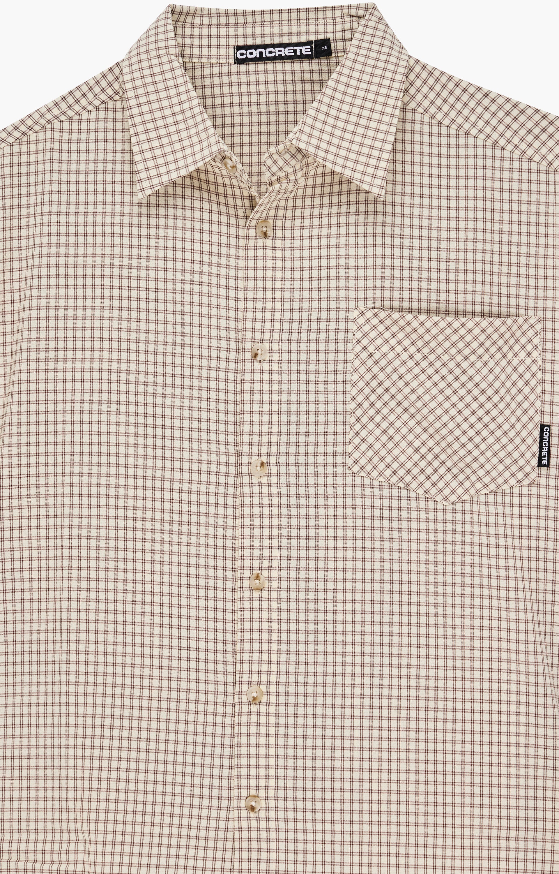 Concrete Ranger Youth Plaid Shirt, Cream/Burgundy