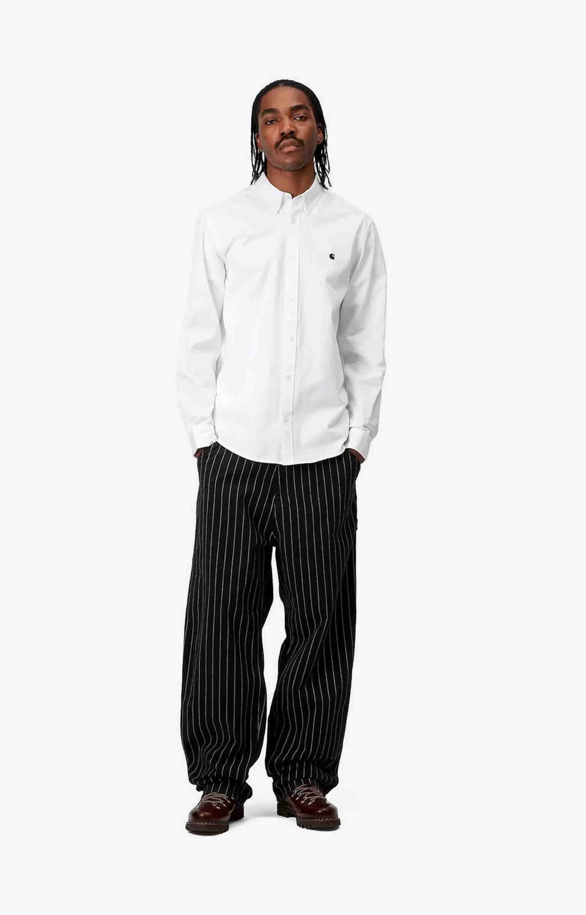 Carhartt WIP OG Single Knee Pant, Seaton Stripe, Black/Wax Rinsed