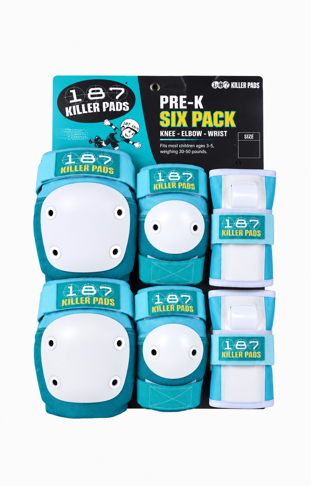 187 Six Pack Pre-K Protective Pads, Teal One Size