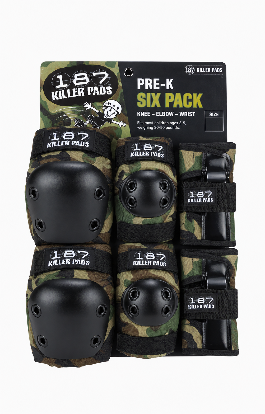 187 Six Pack Pre-K Protective Pads, Camo One Size
