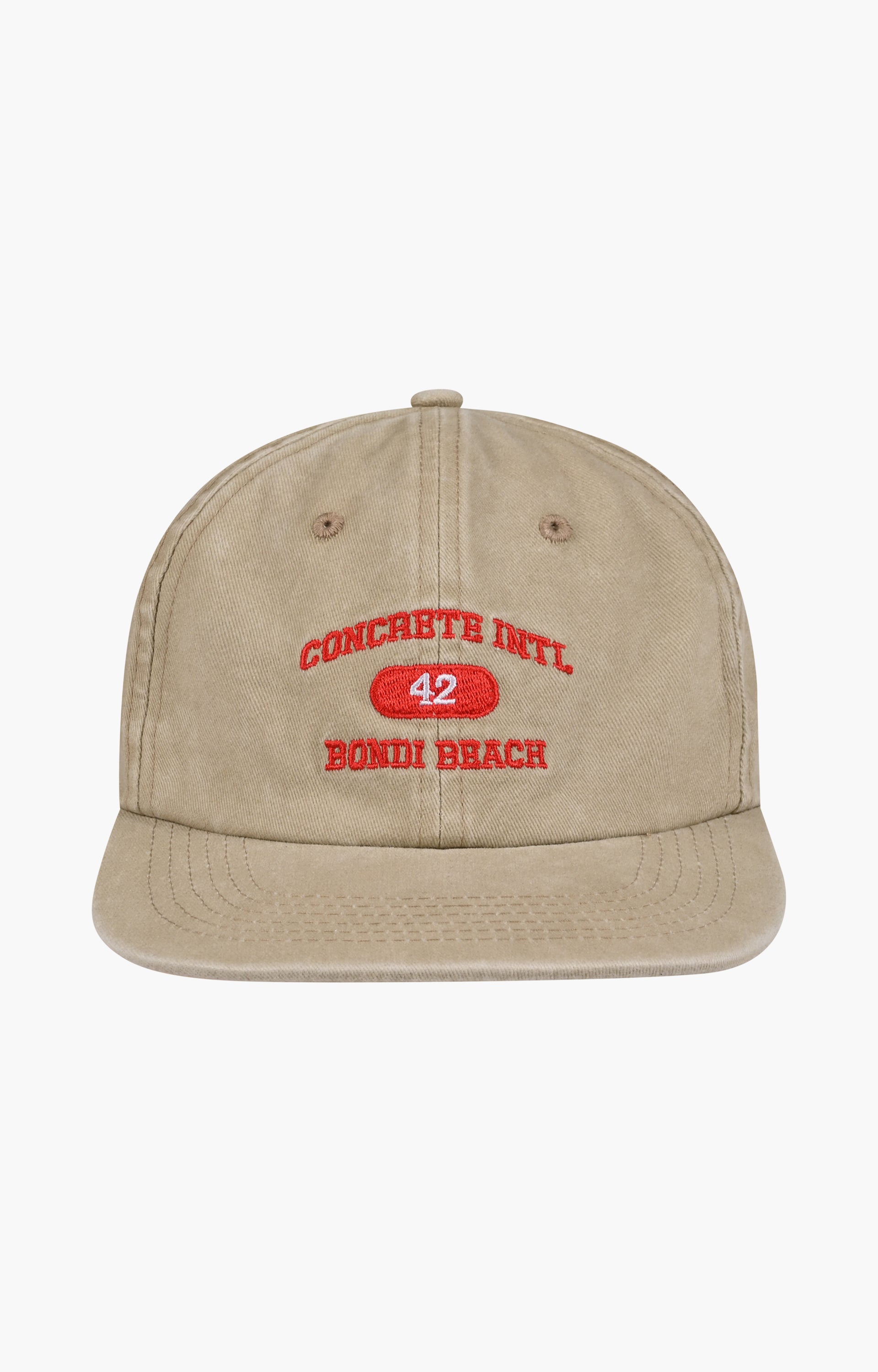 Concrete Team 42 Cap, Taupe/Rosso Red