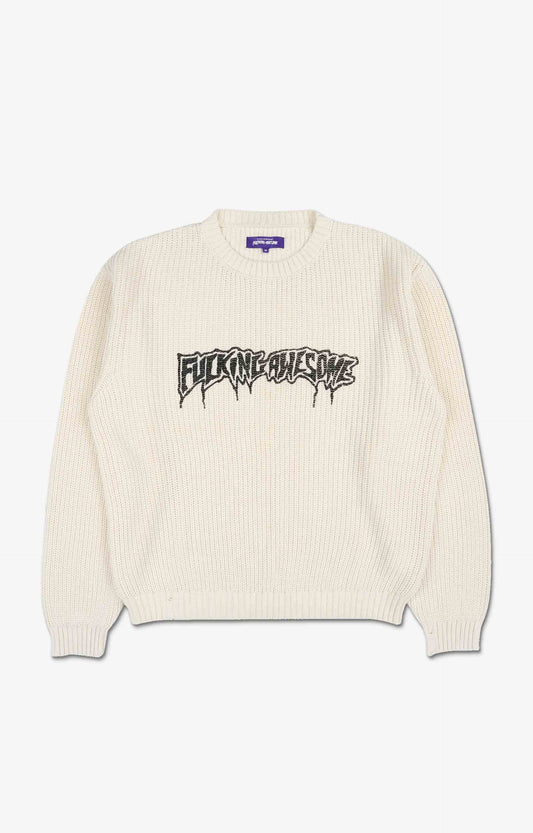 Fucking Awesome Drip Logo Sweatshirt, Cream