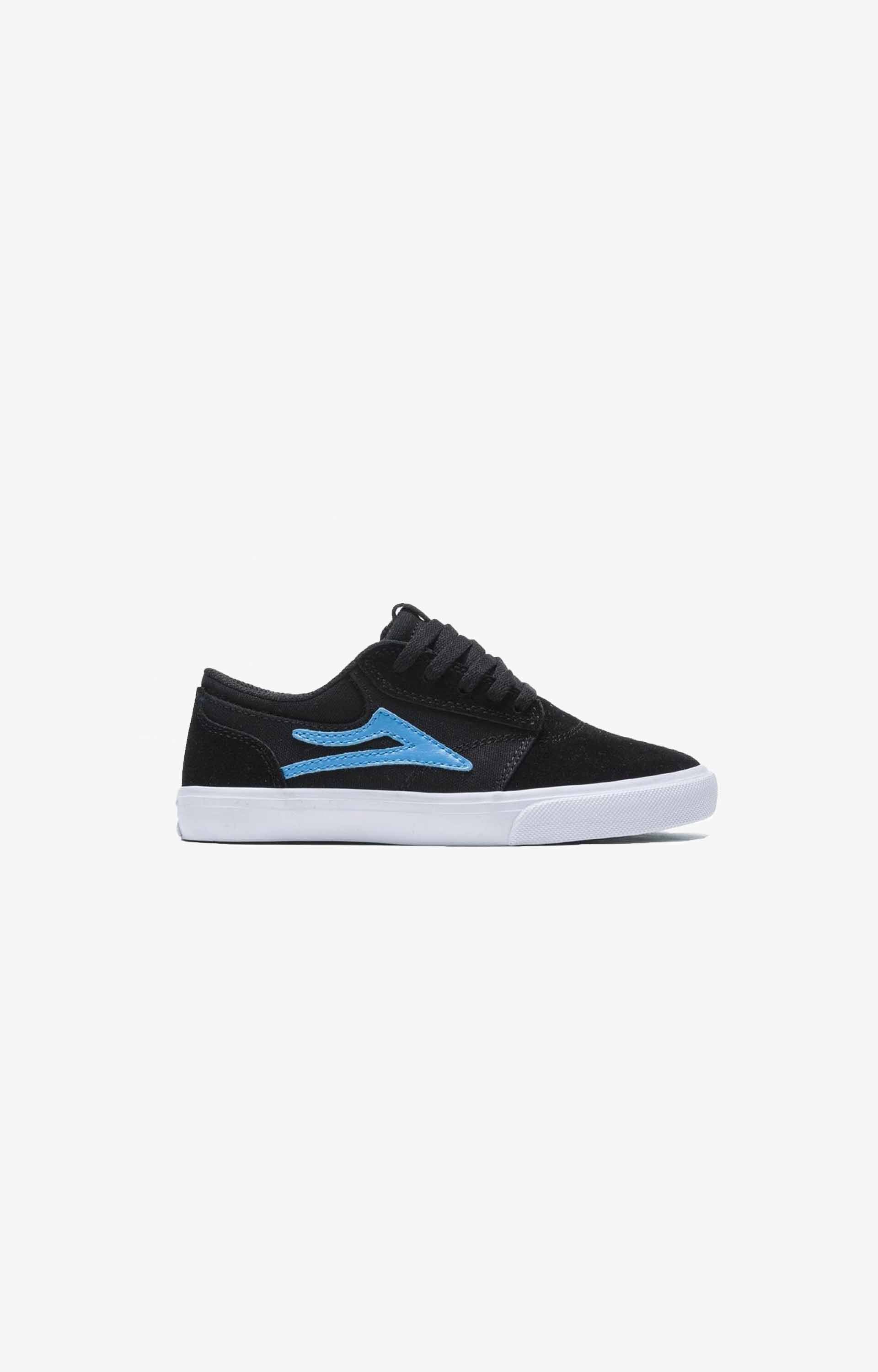 Lakai Griffin Kids Skate Shoe, Black/Cyan/Suede