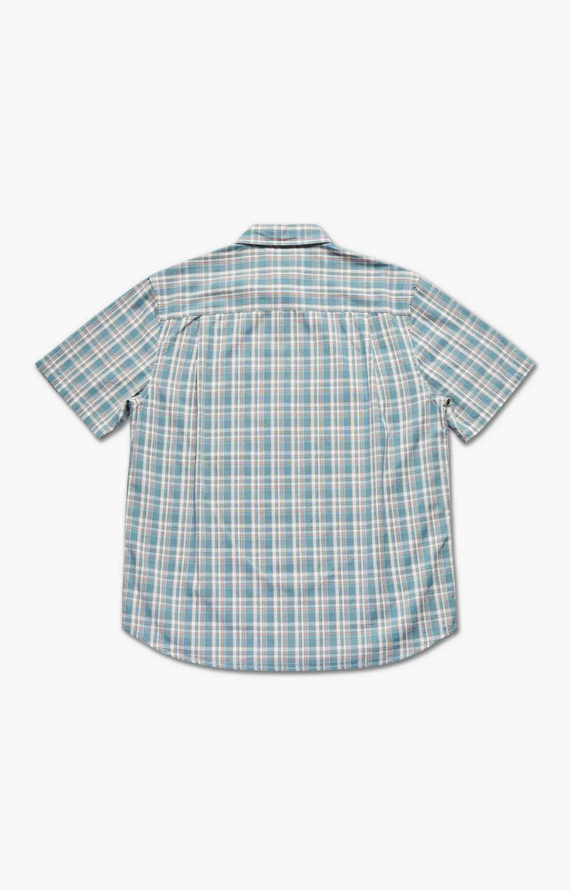 Larriet Cliff Short Sleeve Shirt, Petrol Plaid