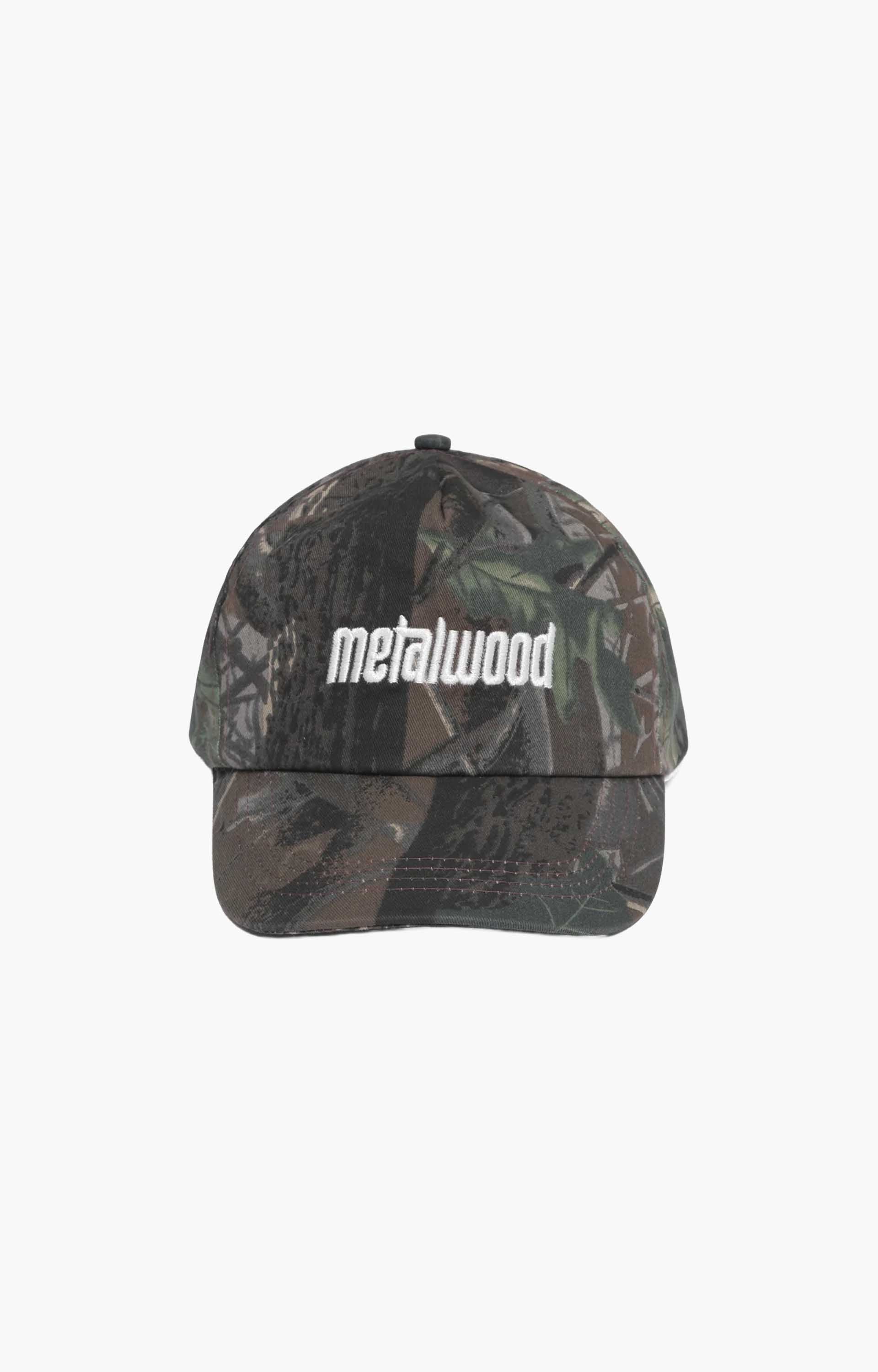Metalwood Metal Logo 5-Panel Hat, Real Leaf Camo & White