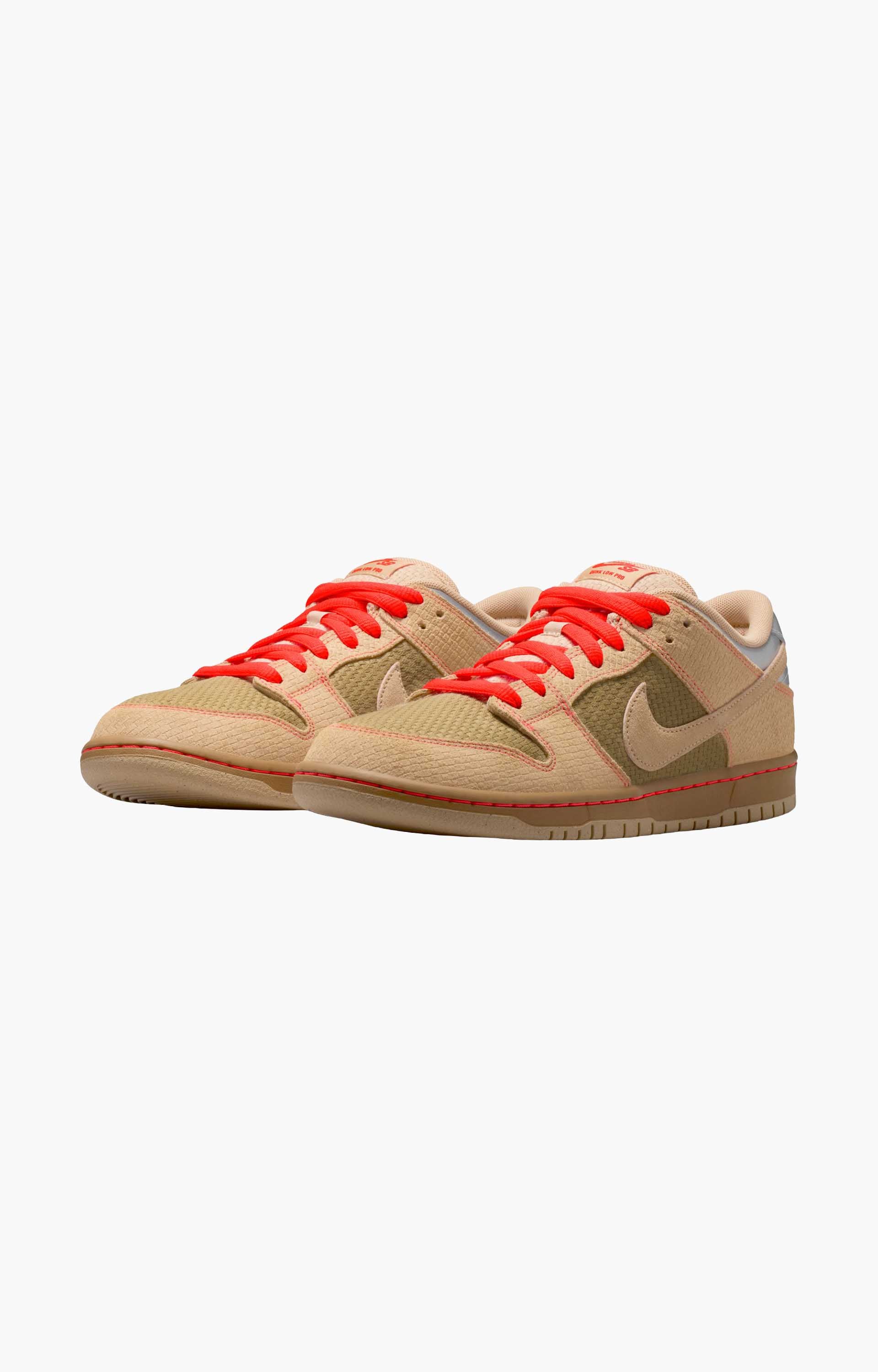 Nike SB Dunk Low Pro IB6206 Shoes, Canvas/Vachetta Tan/Parachute Beige